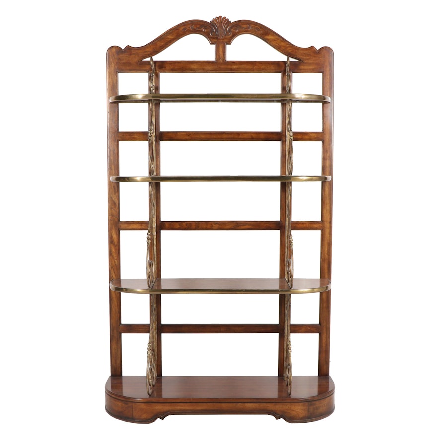 French Provincial Style Pecan and Brass Étagère by Drexel-Heritage, Late 20th C.