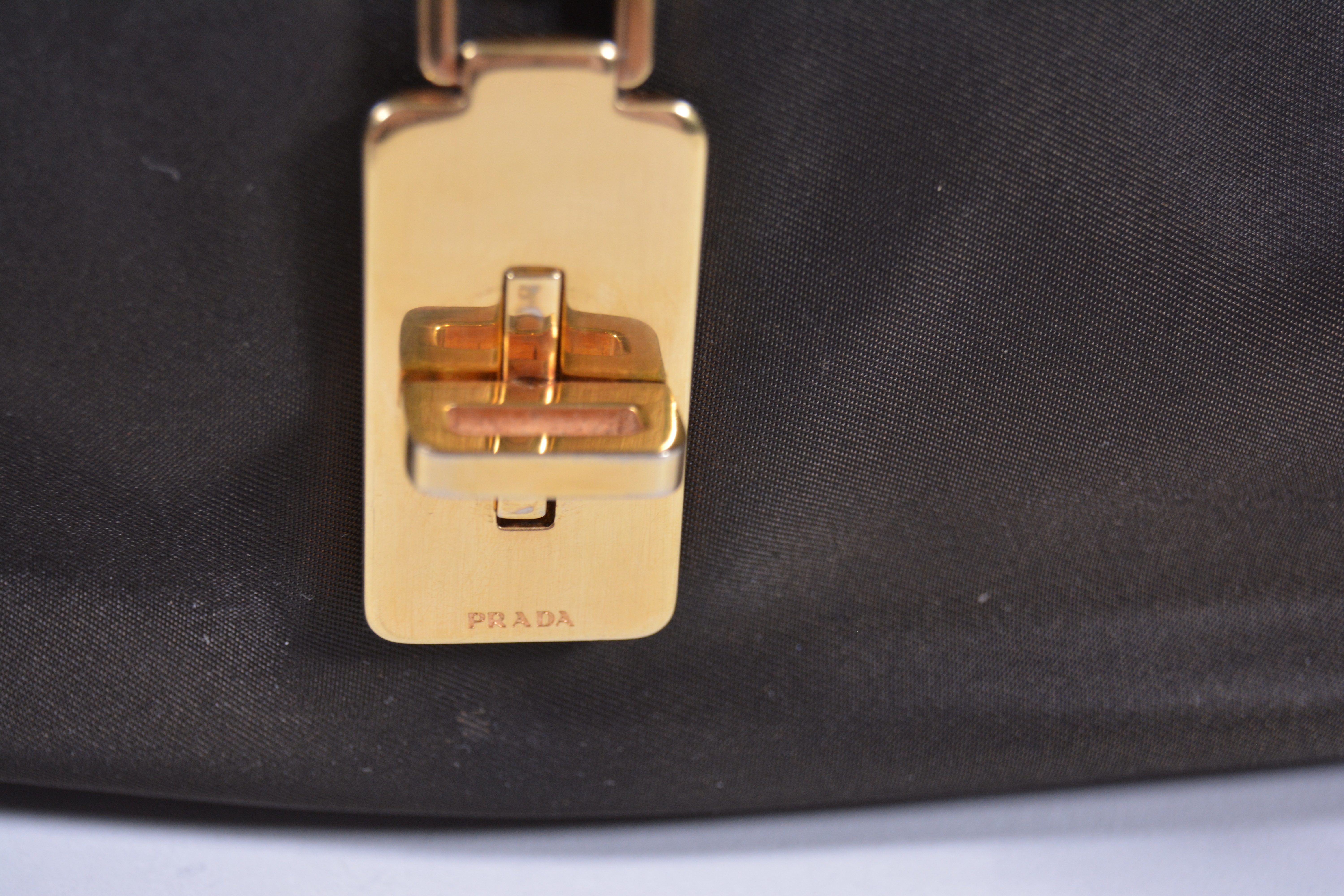 Prada Chocolate Brown Nylon and Leather Handbag