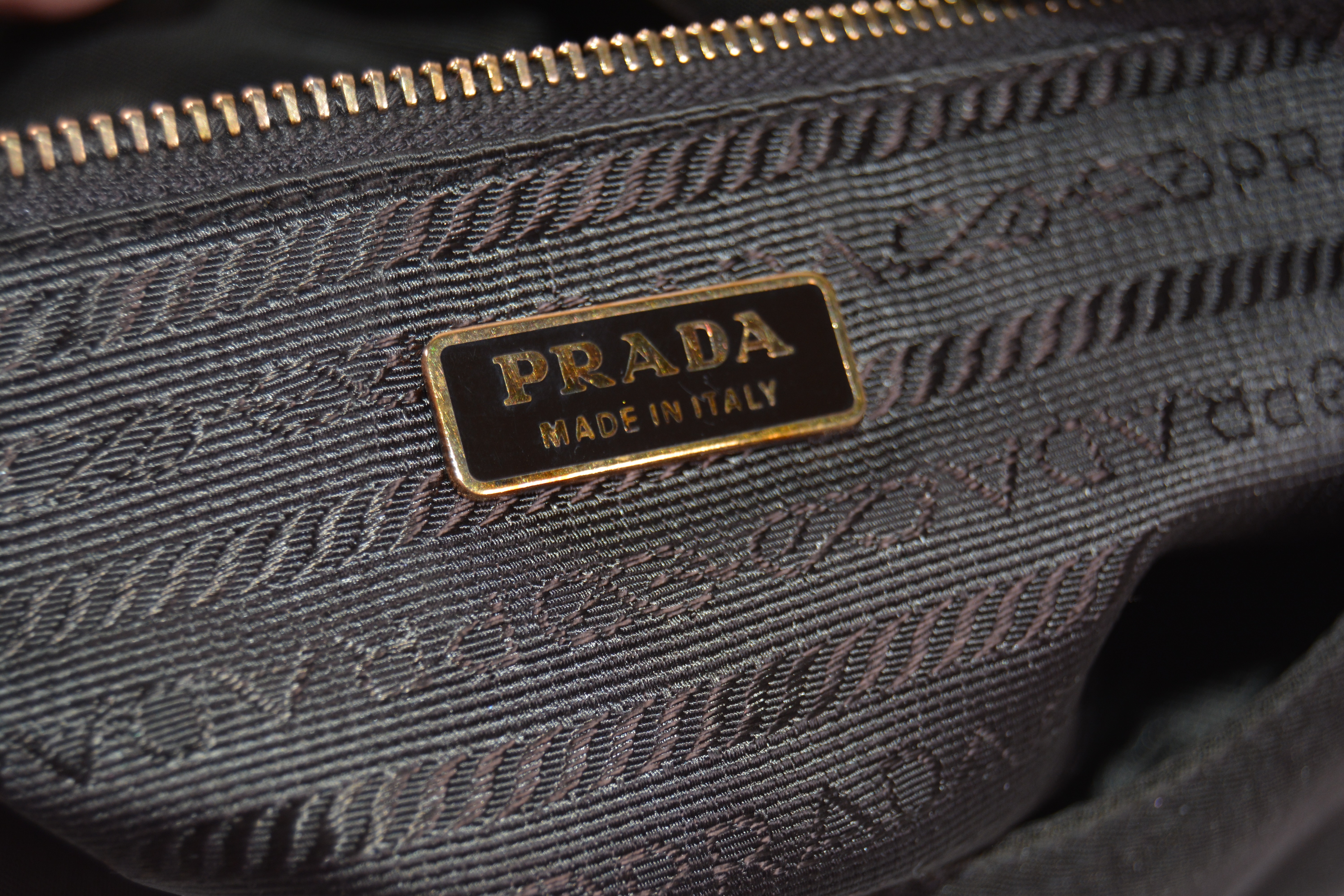 Prada Chocolate Brown Nylon and Leather Handbag