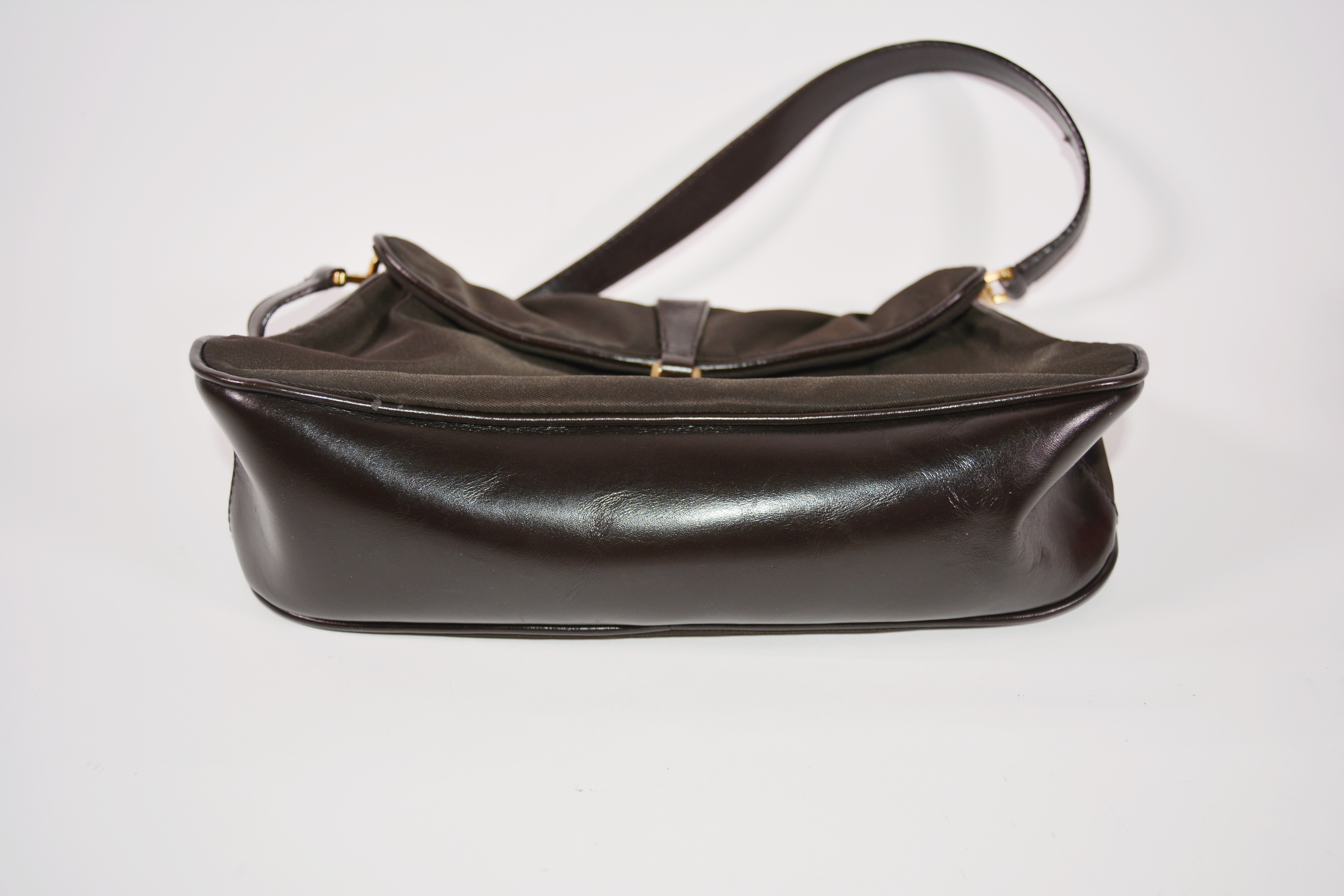 Prada Chocolate Brown Nylon and Leather Handbag