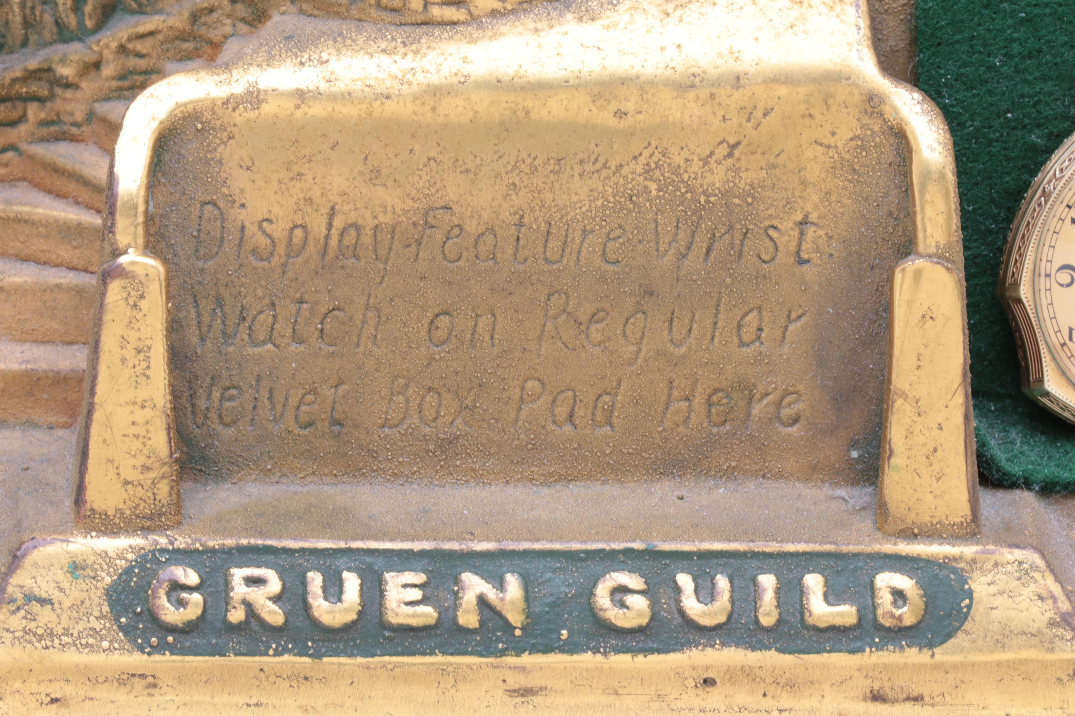 Vintage Gruen Gold Filled Patented Shape Pocket Watch and Time Hill Display