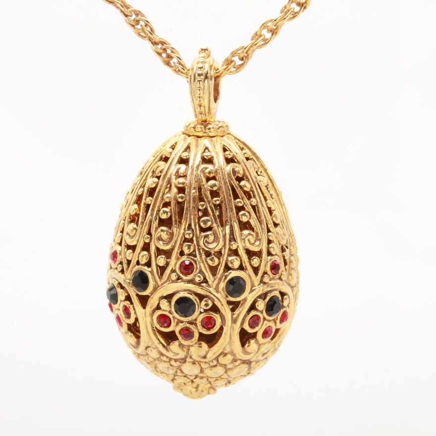 Edgar Berebi "Gift of Revelation" Gold Tone Glass Pendant Necklace