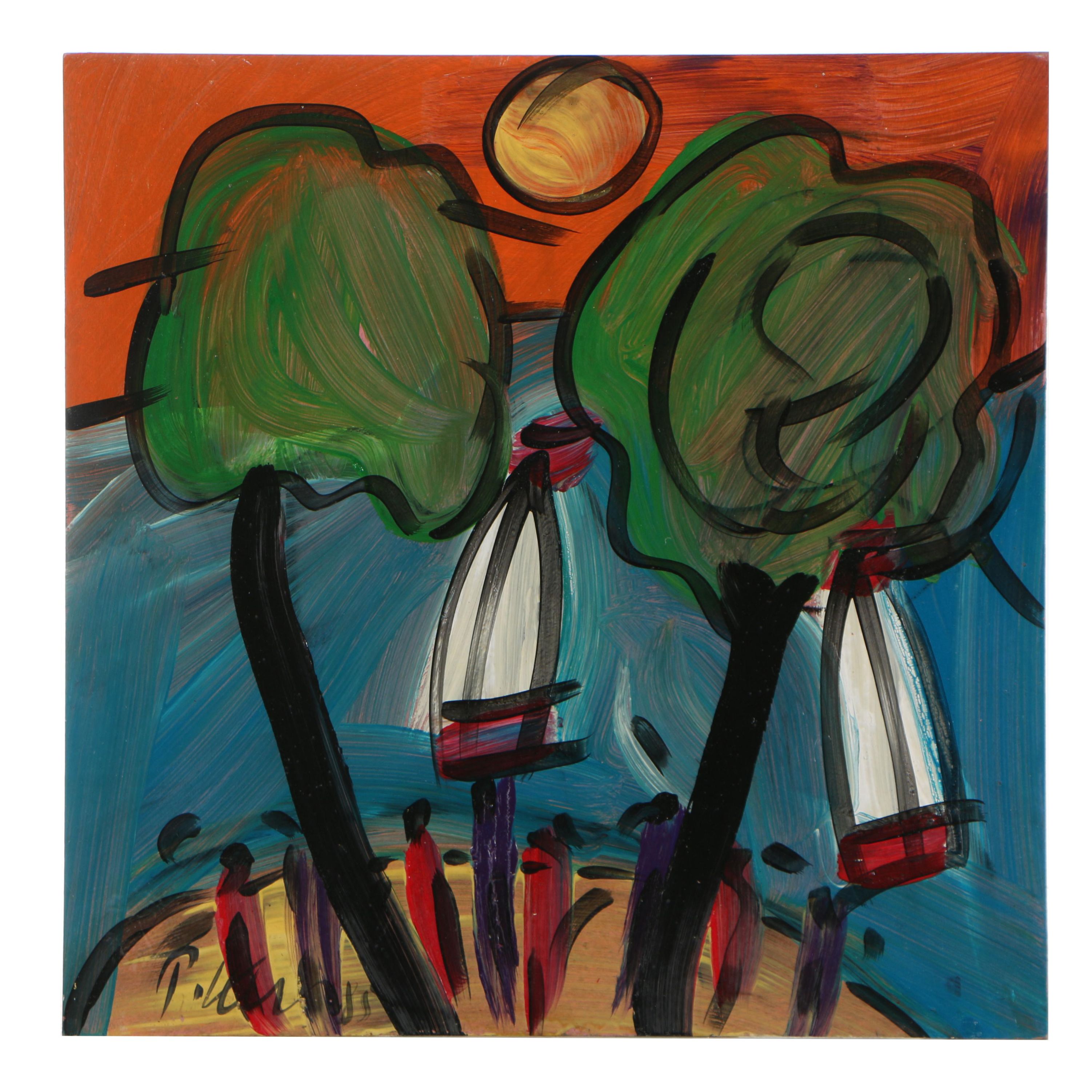 Peter Keil 1985 Abstract Acrylic Painting "Texas"