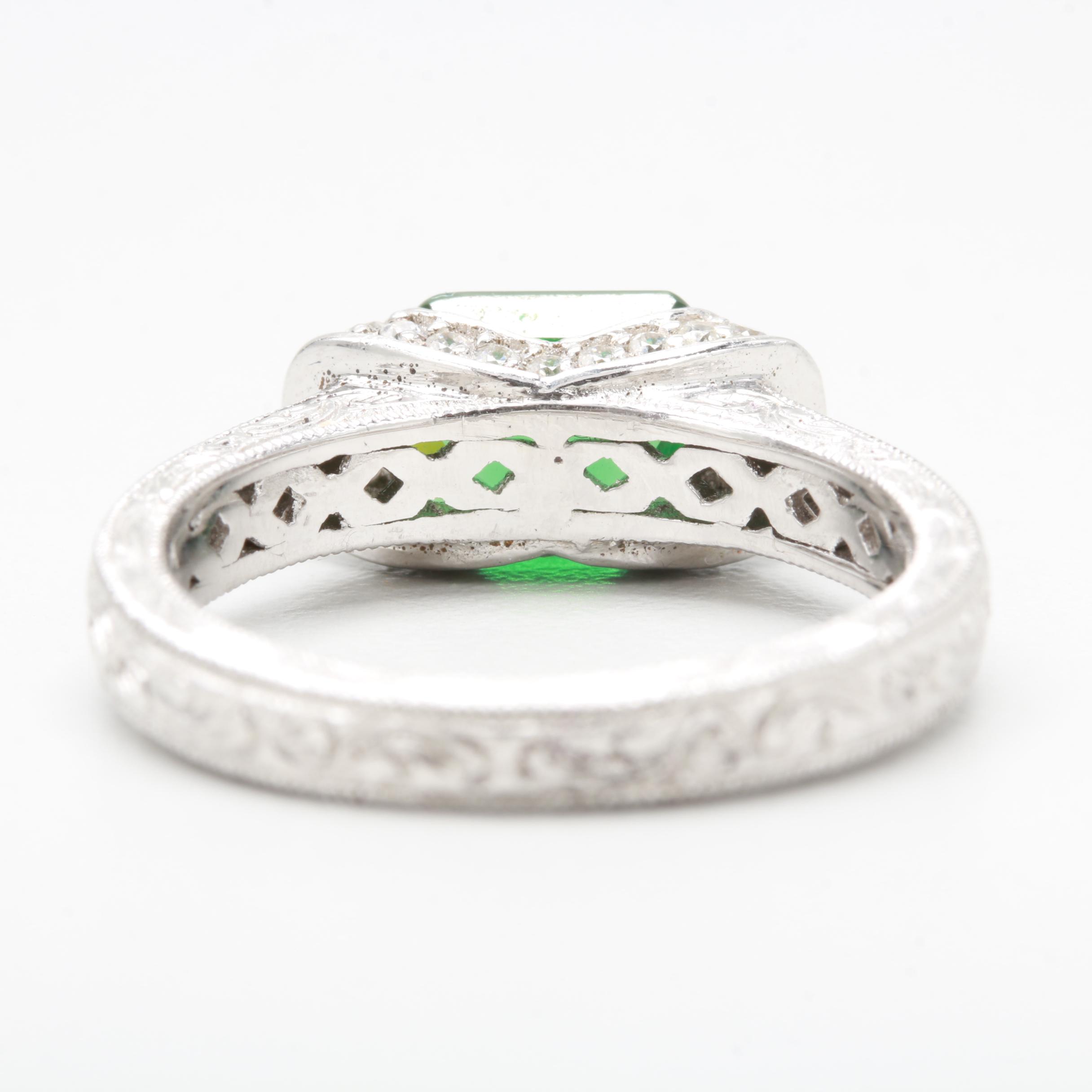 Tacori Sterling Silver Green and White Cubic Zirconia Ring