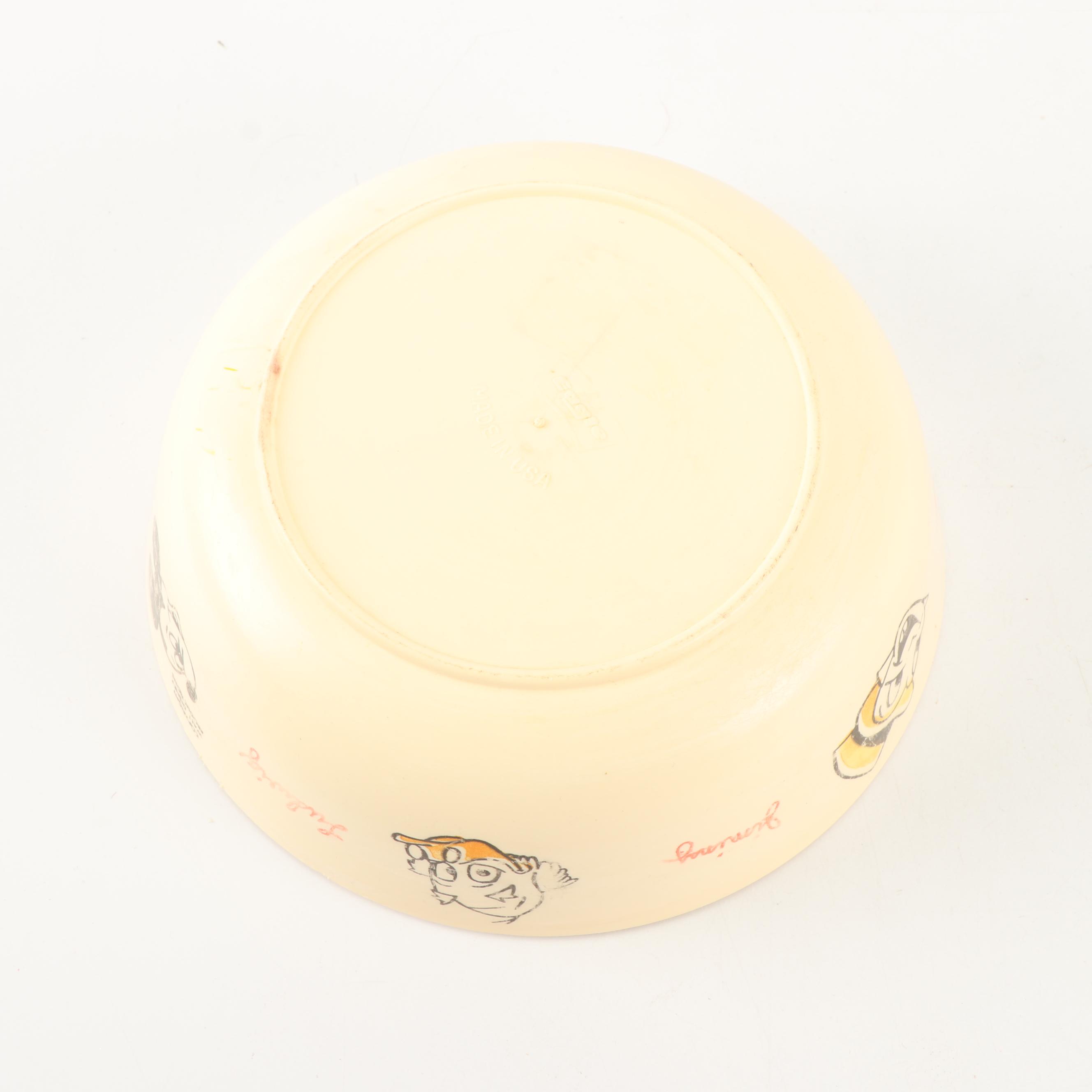 Vintage Children's Dinnerware featuring Excello Baby Dish and Donald Duck Cup