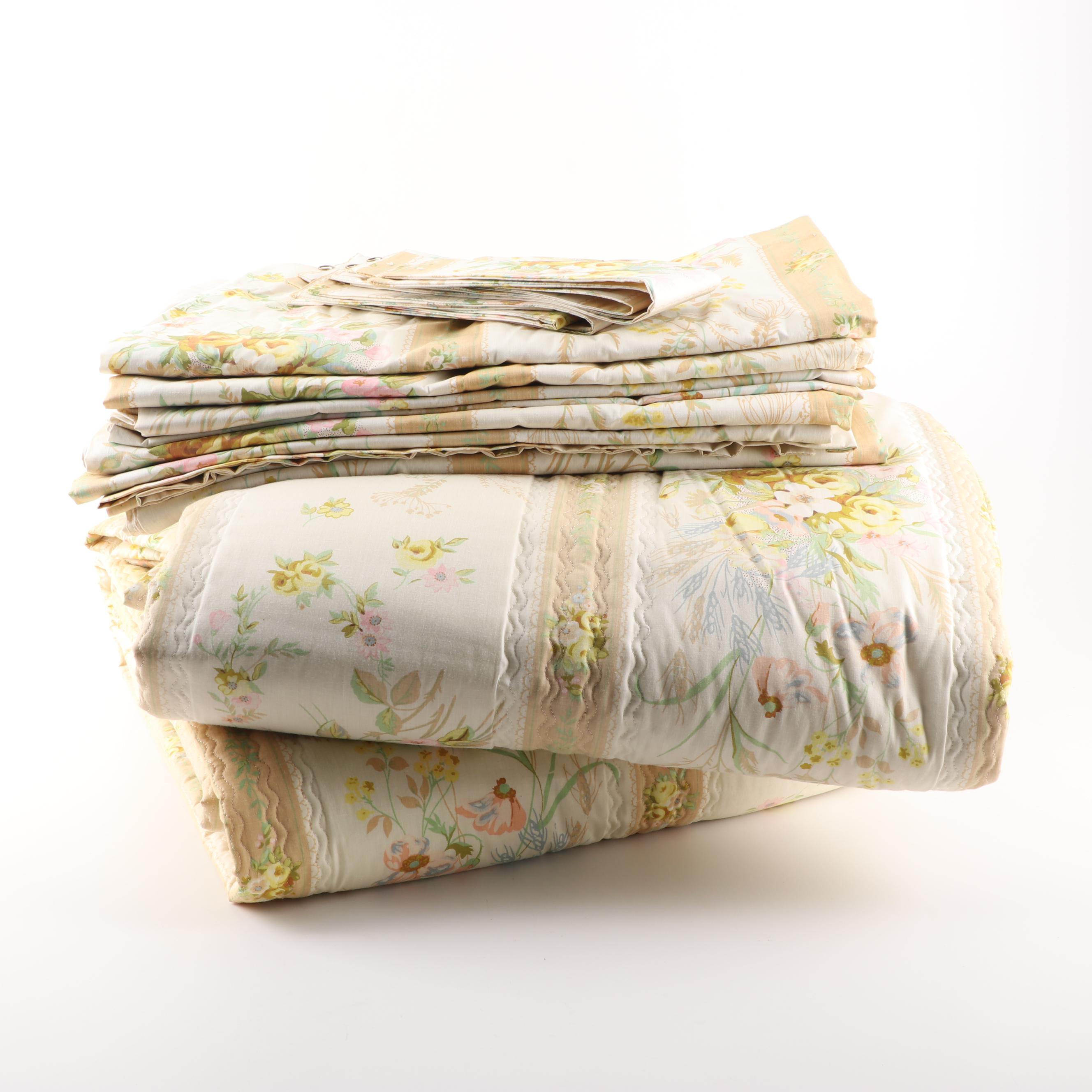 Beau Ideal Bedding Collection Including Twin Bedspreads and Drapery Panels