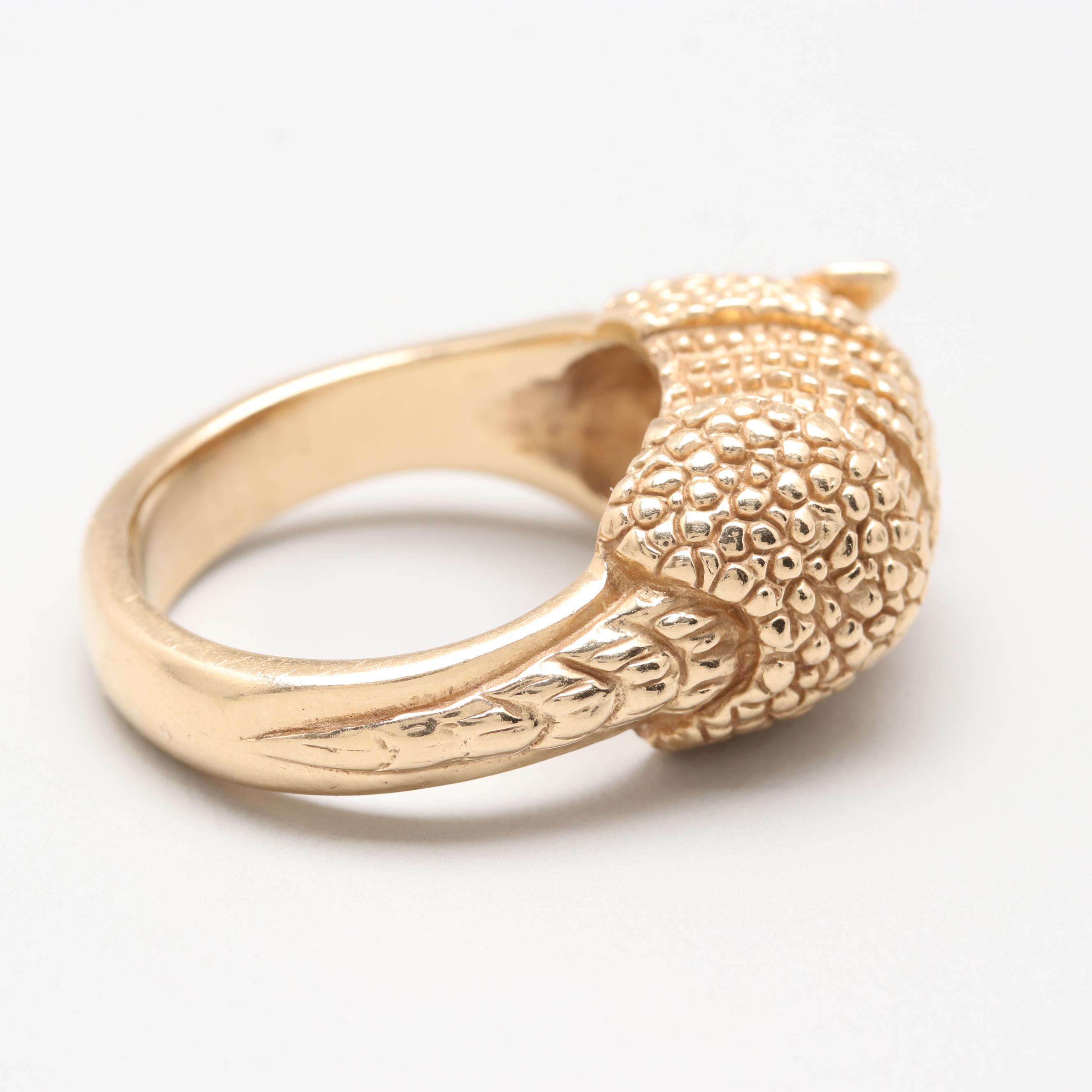 James Avery Retired 14K Yellow Gold Diamond Armadillo Ring