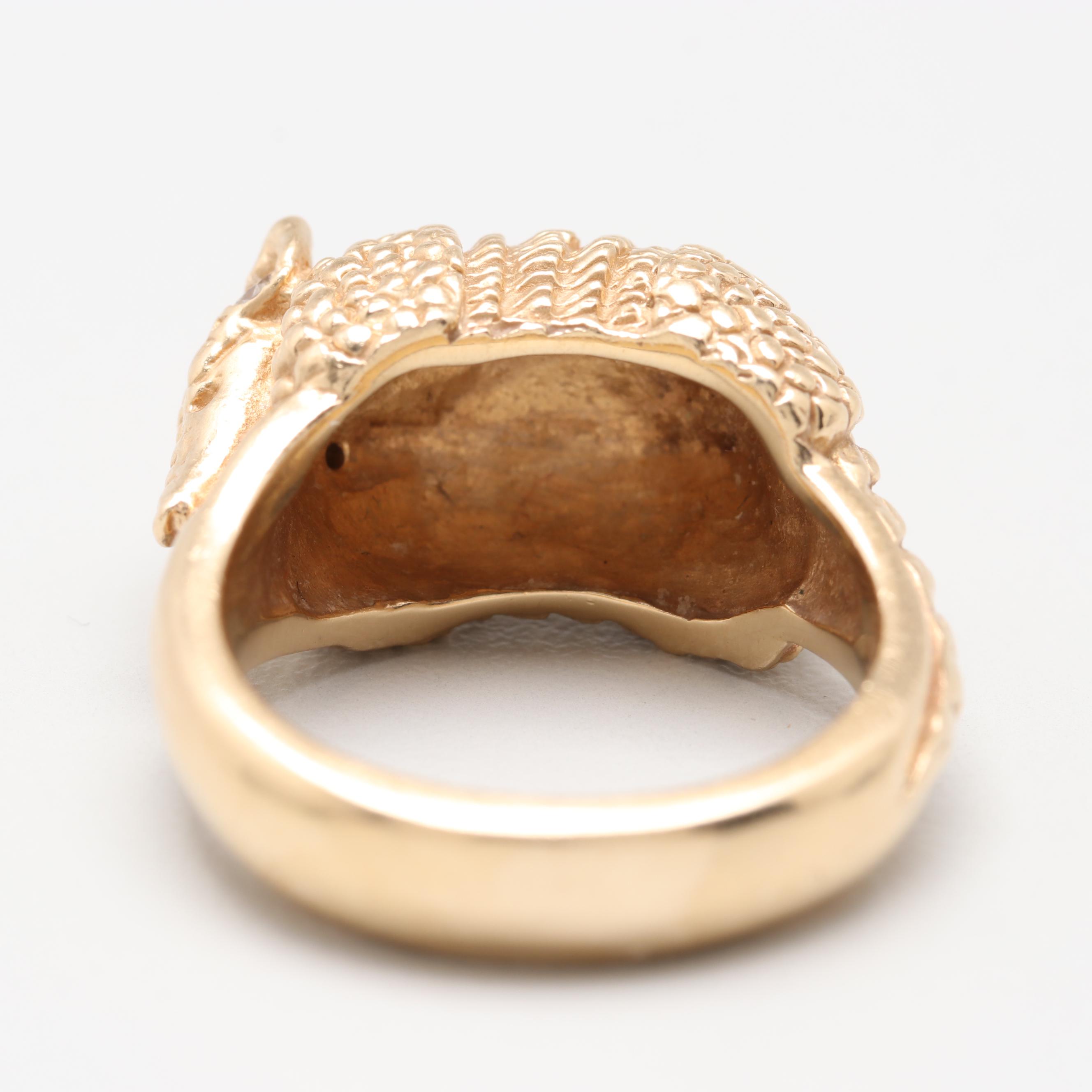 James Avery Retired 14K Yellow Gold Diamond Armadillo Ring