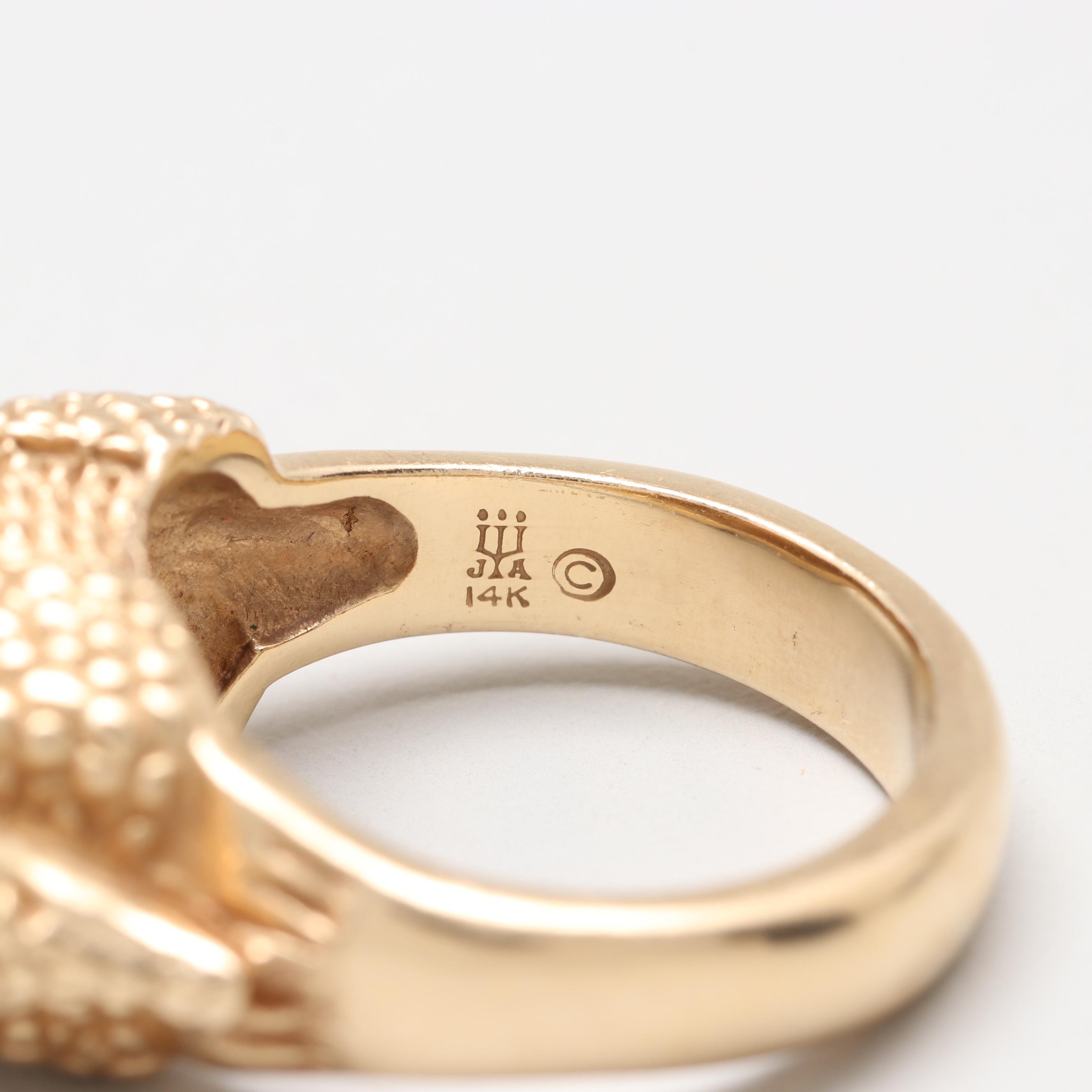 James Avery Retired 14K Yellow Gold Diamond Armadillo Ring