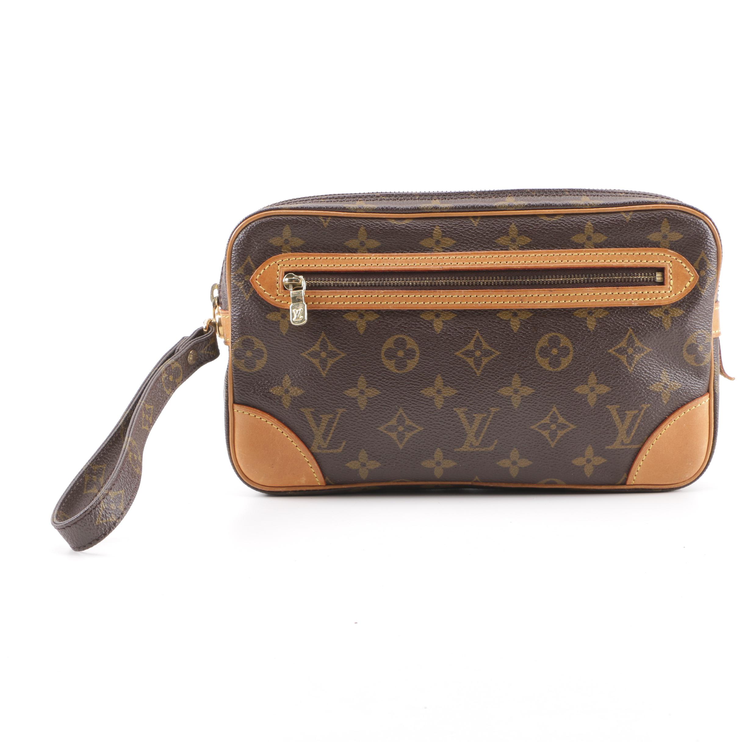 1991 Vintage Louis Vuitton Paris Marly Dragonne Monogram Canvas Wristlet