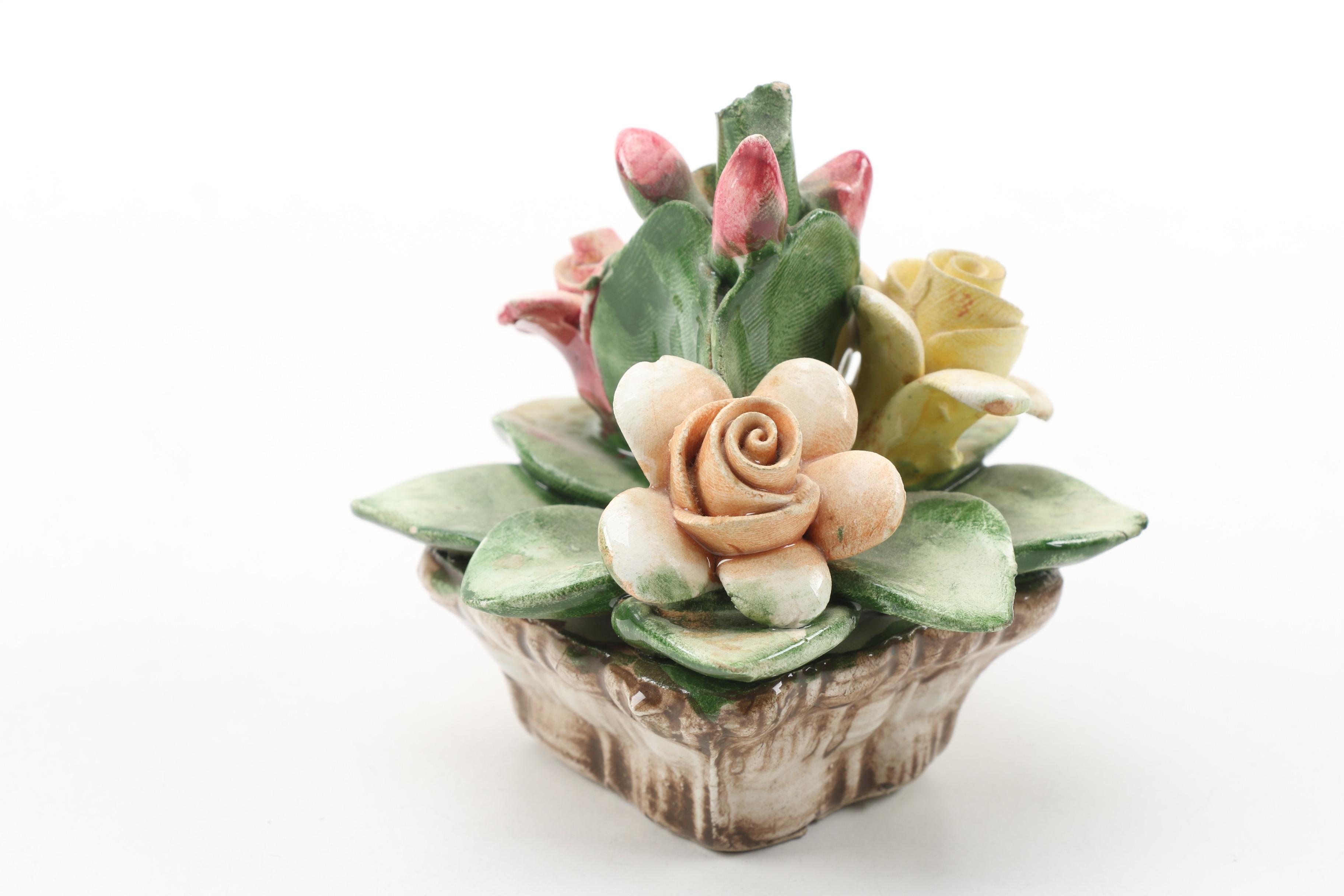 Capodimonte Porcelain Flower Figurines