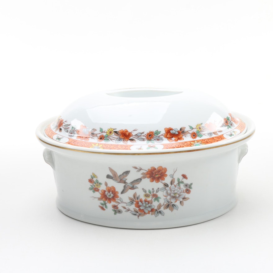 Mottahedeh "Magnolia & Birds" Porcelain Casserole Dish