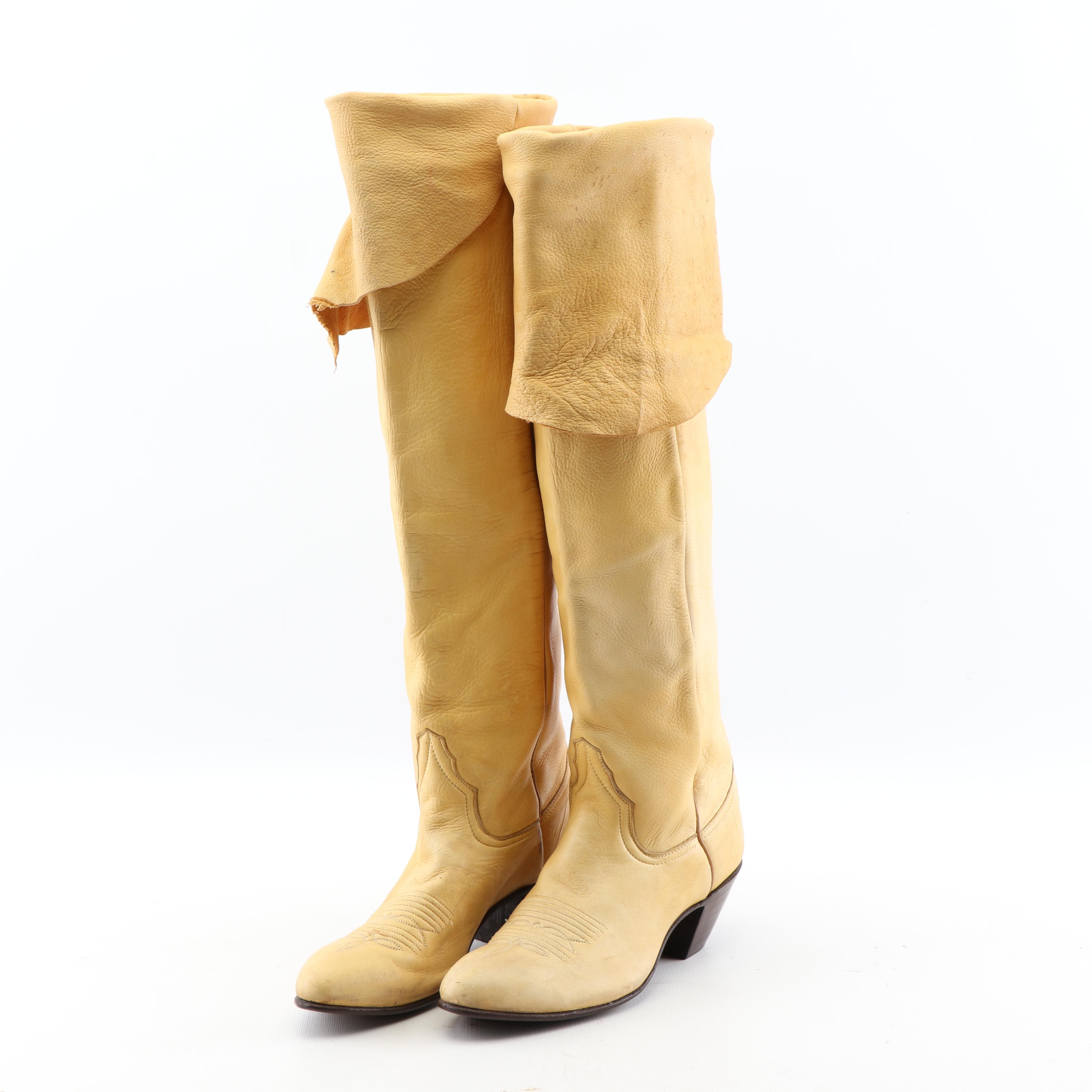 Larry Mahan's Yellow Leather Over-the-Knee Western Boots