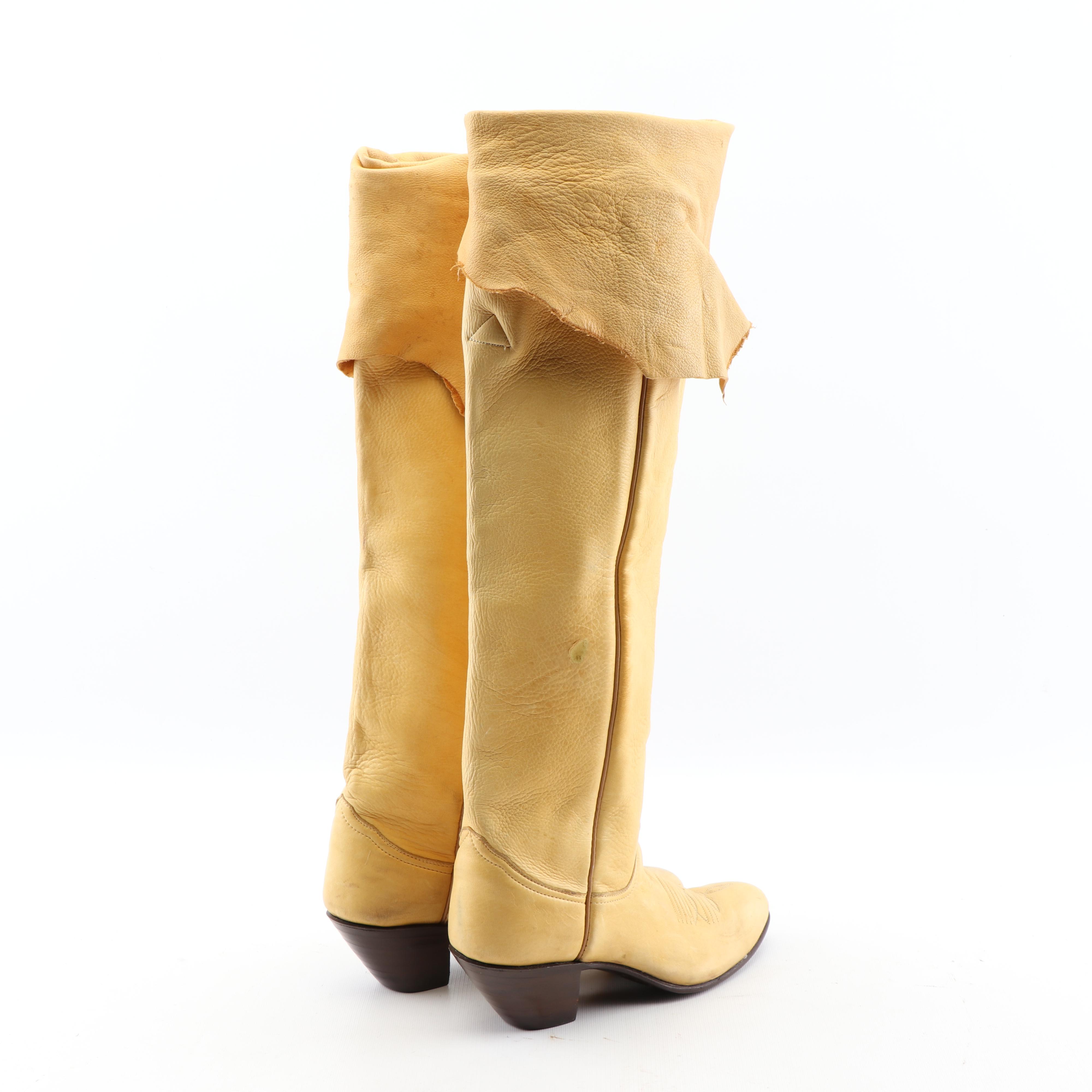 Larry Mahan's Yellow Leather Over-the-Knee Western Boots