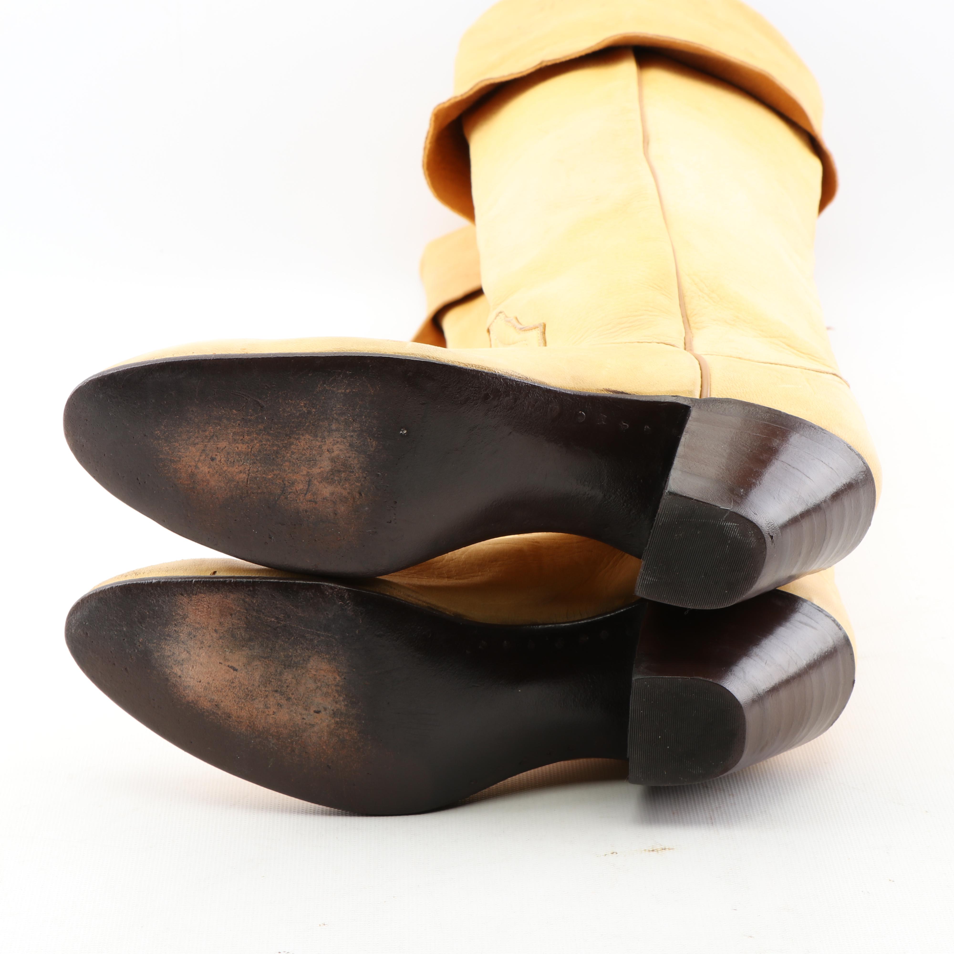 Larry Mahan's Yellow Leather Over-the-Knee Western Boots