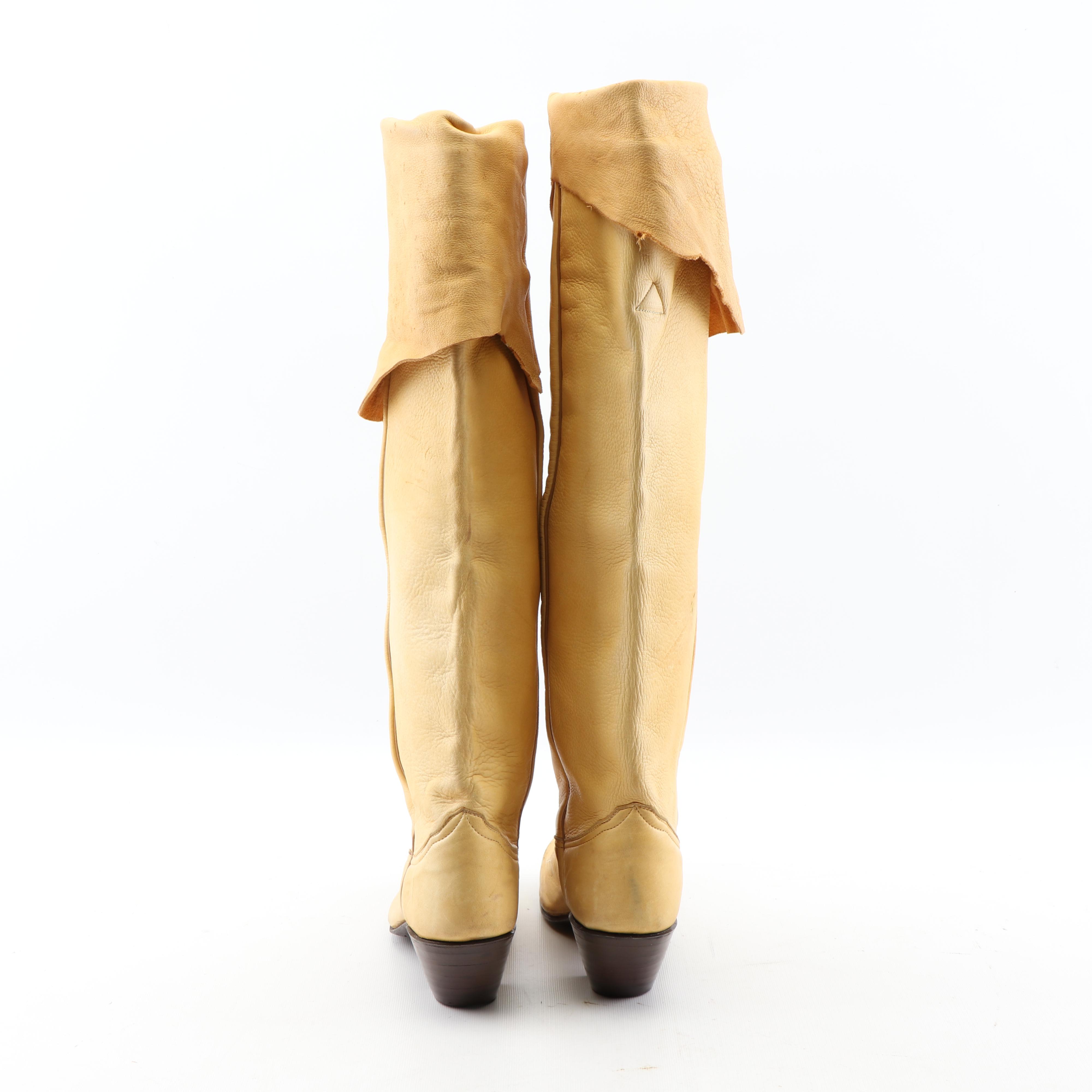 Larry Mahan's Yellow Leather Over-the-Knee Western Boots