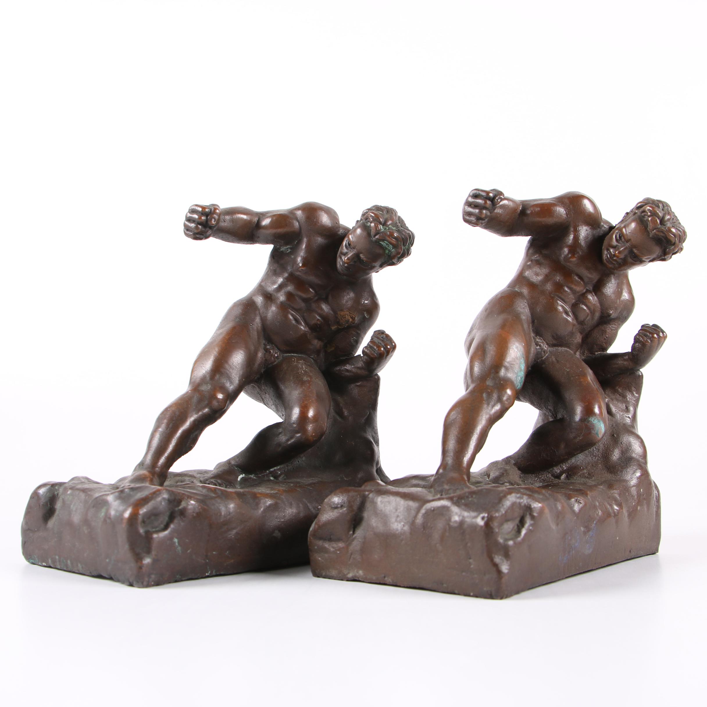 Kathodian Bronze Works "Gladiator" Bronze Clad Bookends, circa 1916