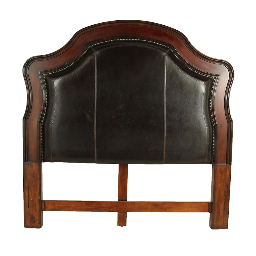 Contemporary Wood and Leather Queen Size Headboard by Hooker Furniture