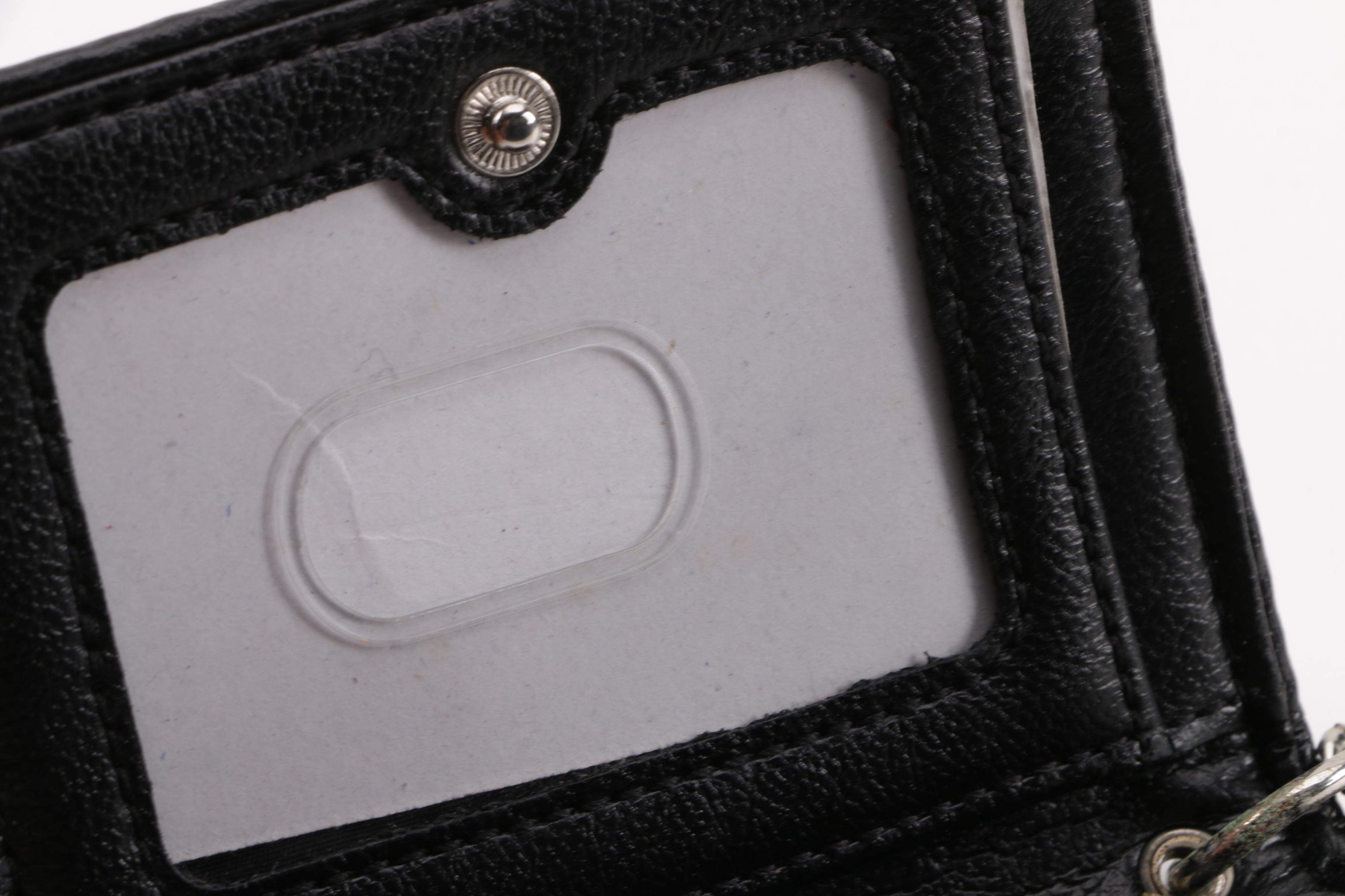 Lodis Black Leather Zipper Wallet and L.A.M.B. Saffiano Leather Keychain Wallet