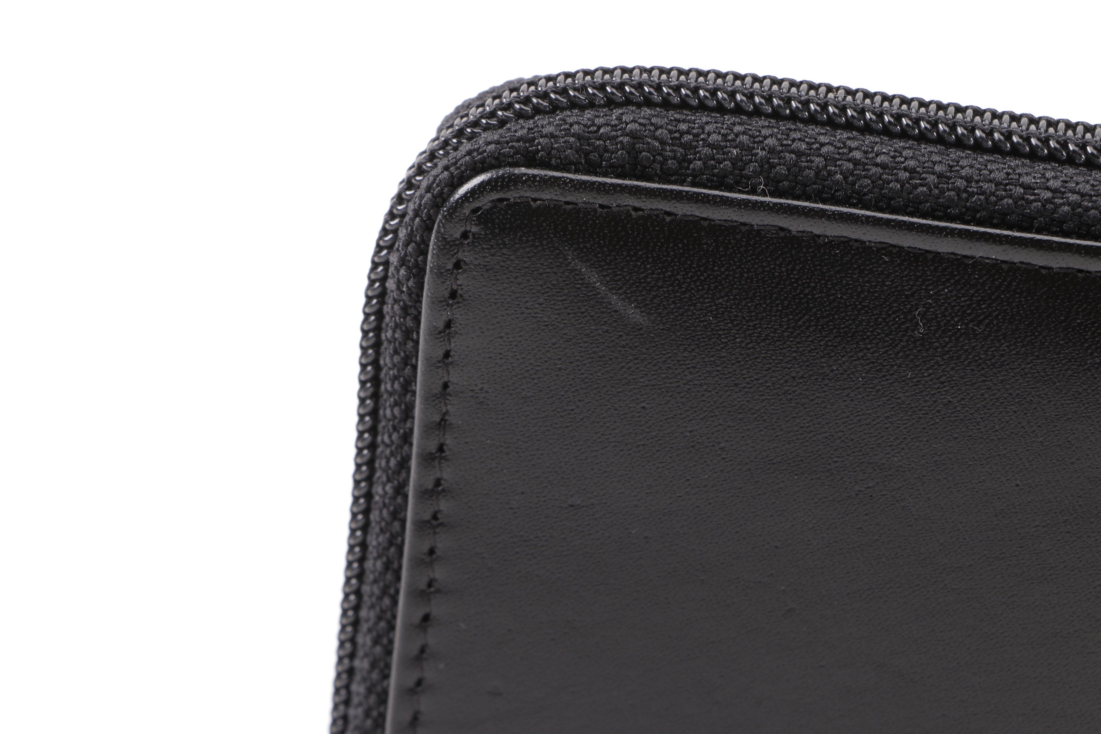 Lodis Black Leather Zipper Wallet and L.A.M.B. Saffiano Leather Keychain Wallet