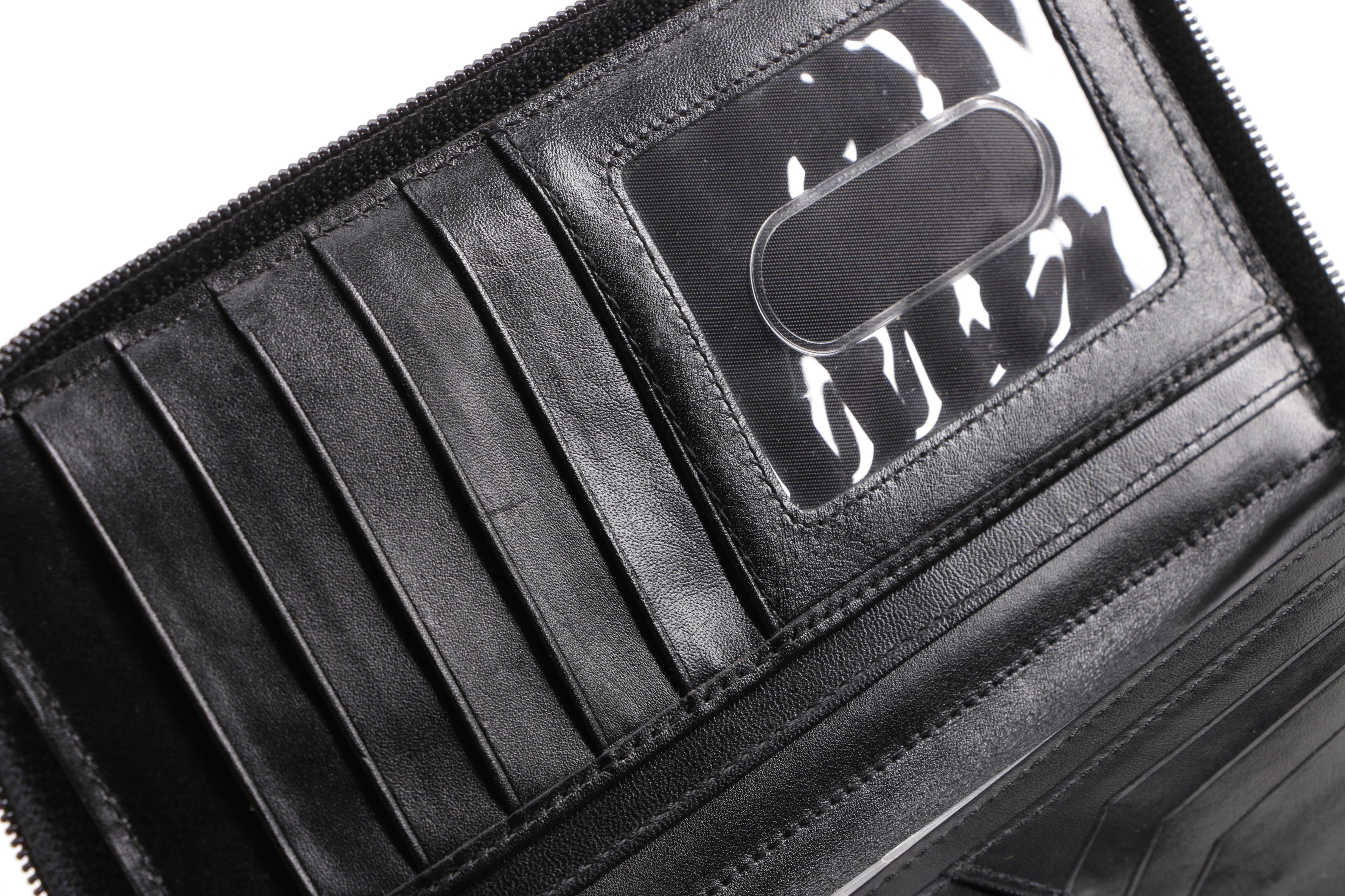 Lodis Black Leather Zipper Wallet and L.A.M.B. Saffiano Leather Keychain Wallet