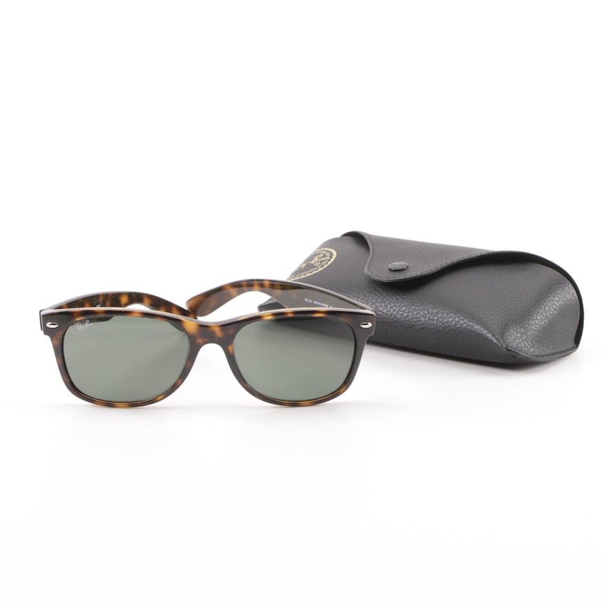 Ray-Ban RB 2132 New Wayfarer Tortoiseshell-Style Sunglasses with Case