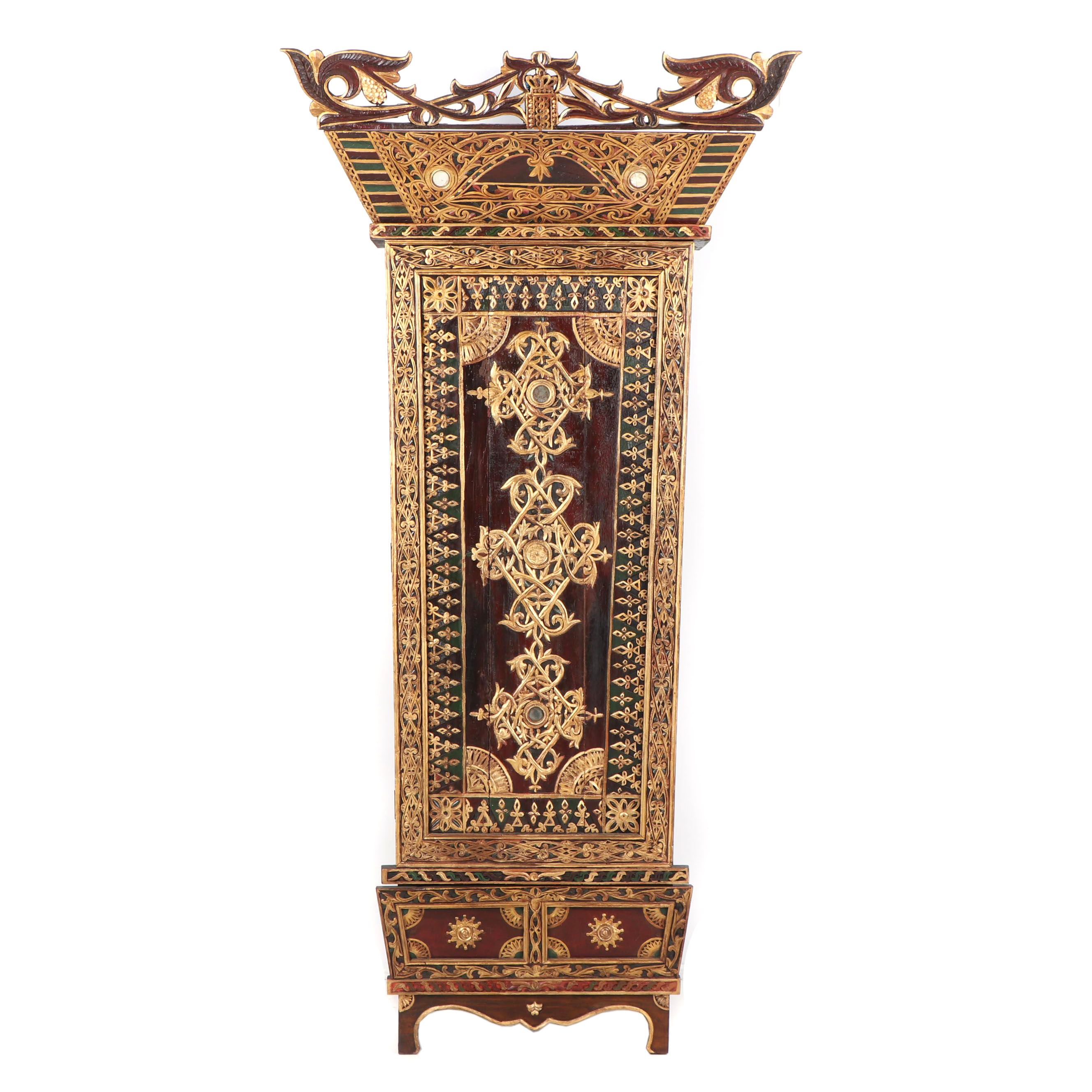 Sumatran Giltwood and Polychrome Cabinet