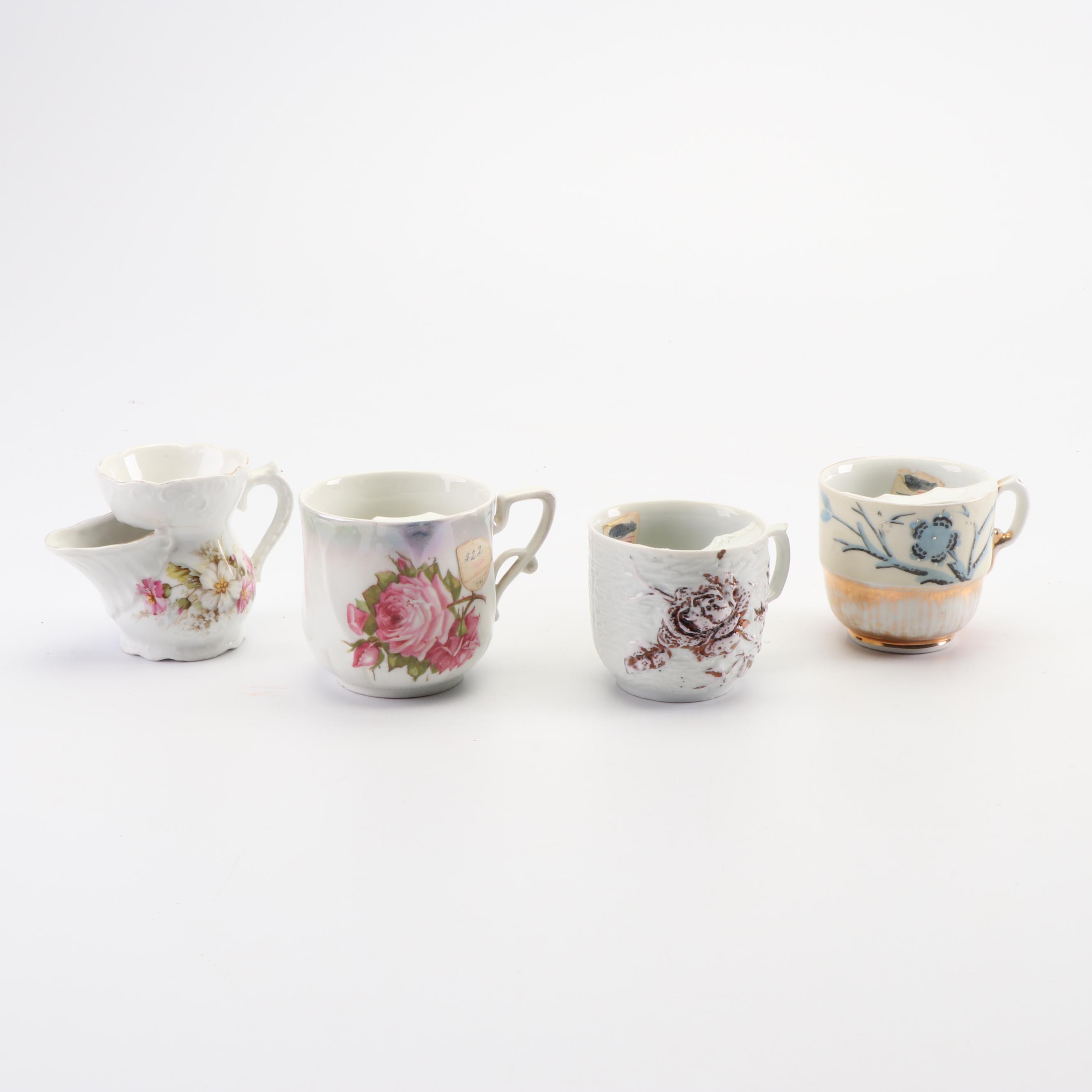 Vintage Porcelain Mustache and Shaving Mugs