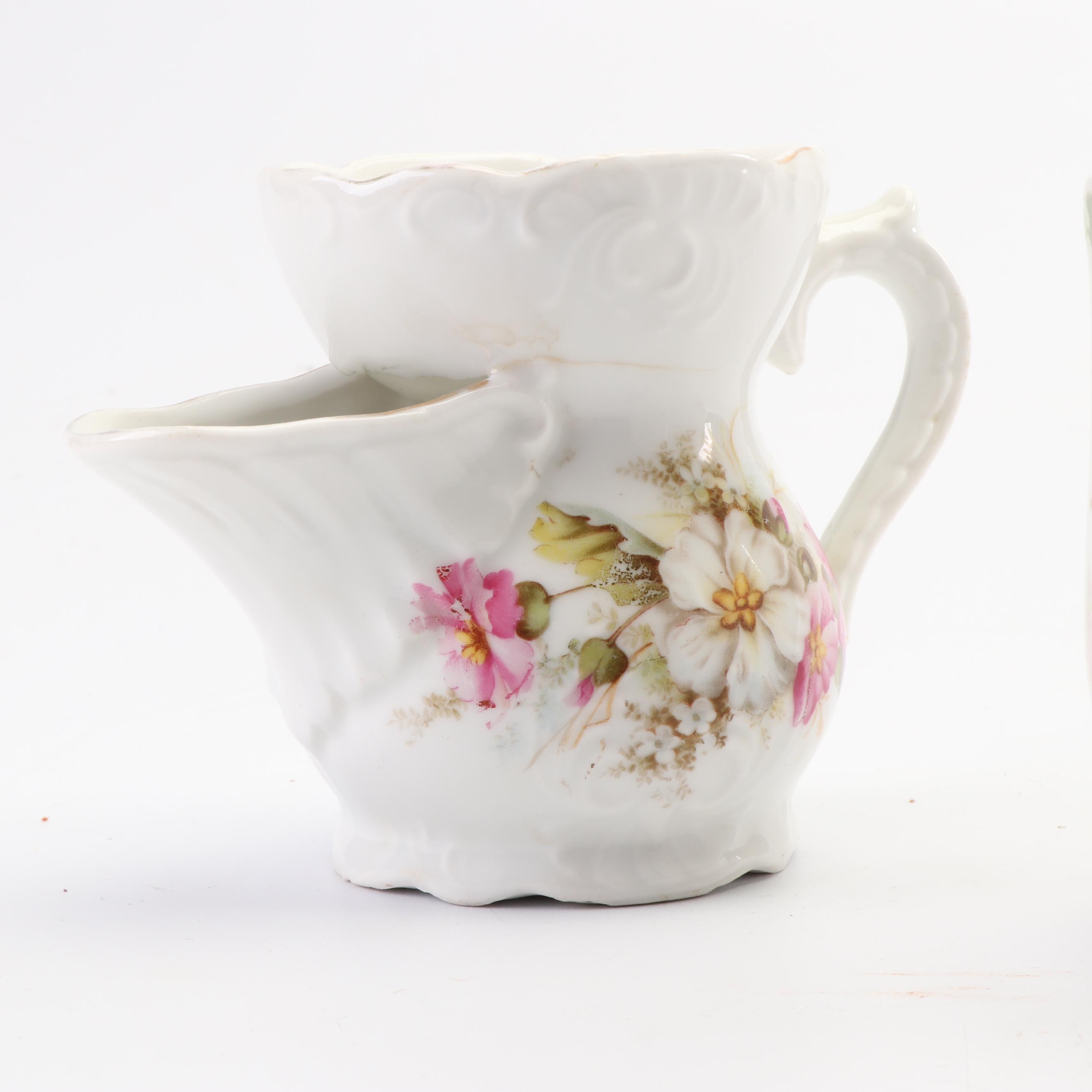 Vintage Porcelain Mustache and Shaving Mugs