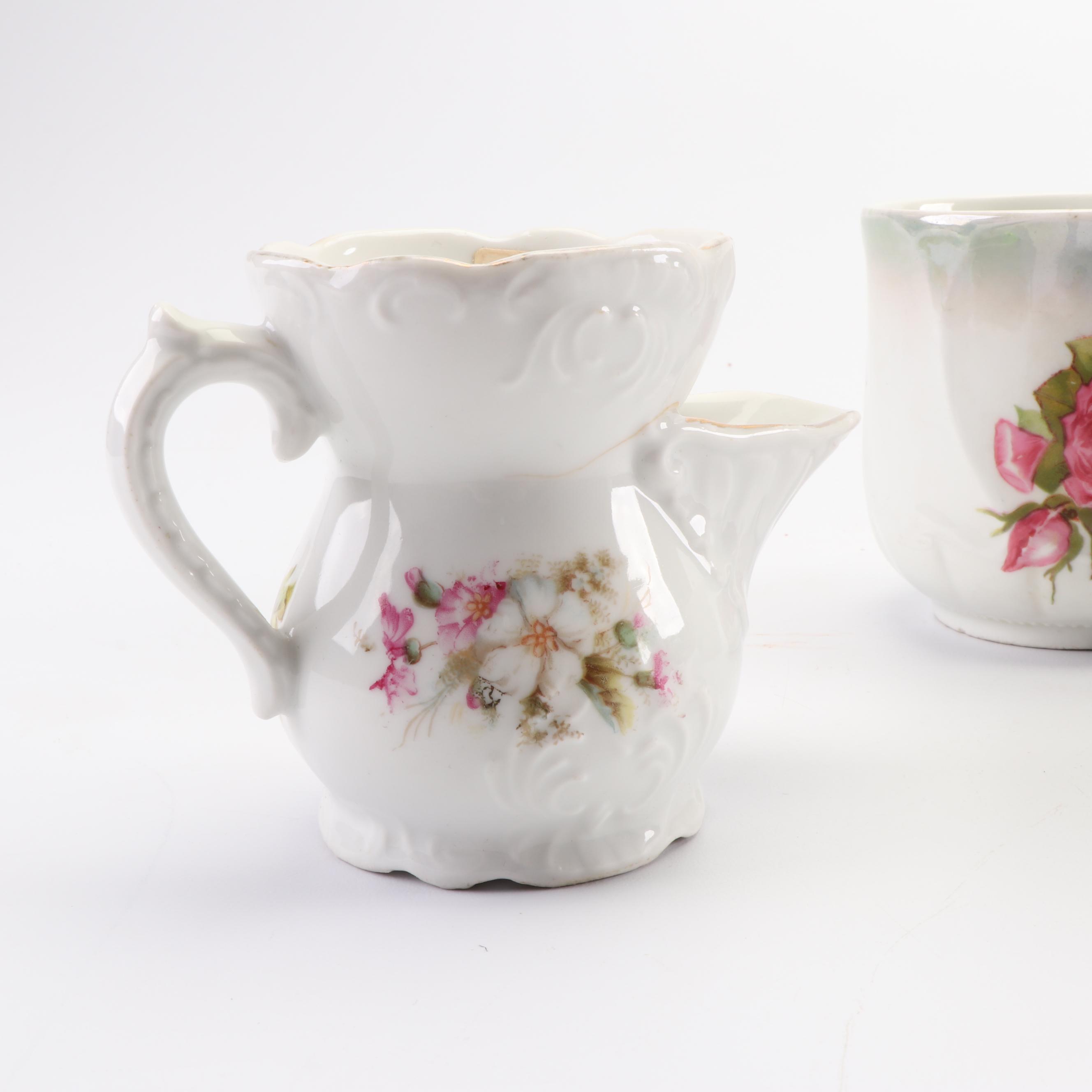 Vintage Porcelain Mustache and Shaving Mugs
