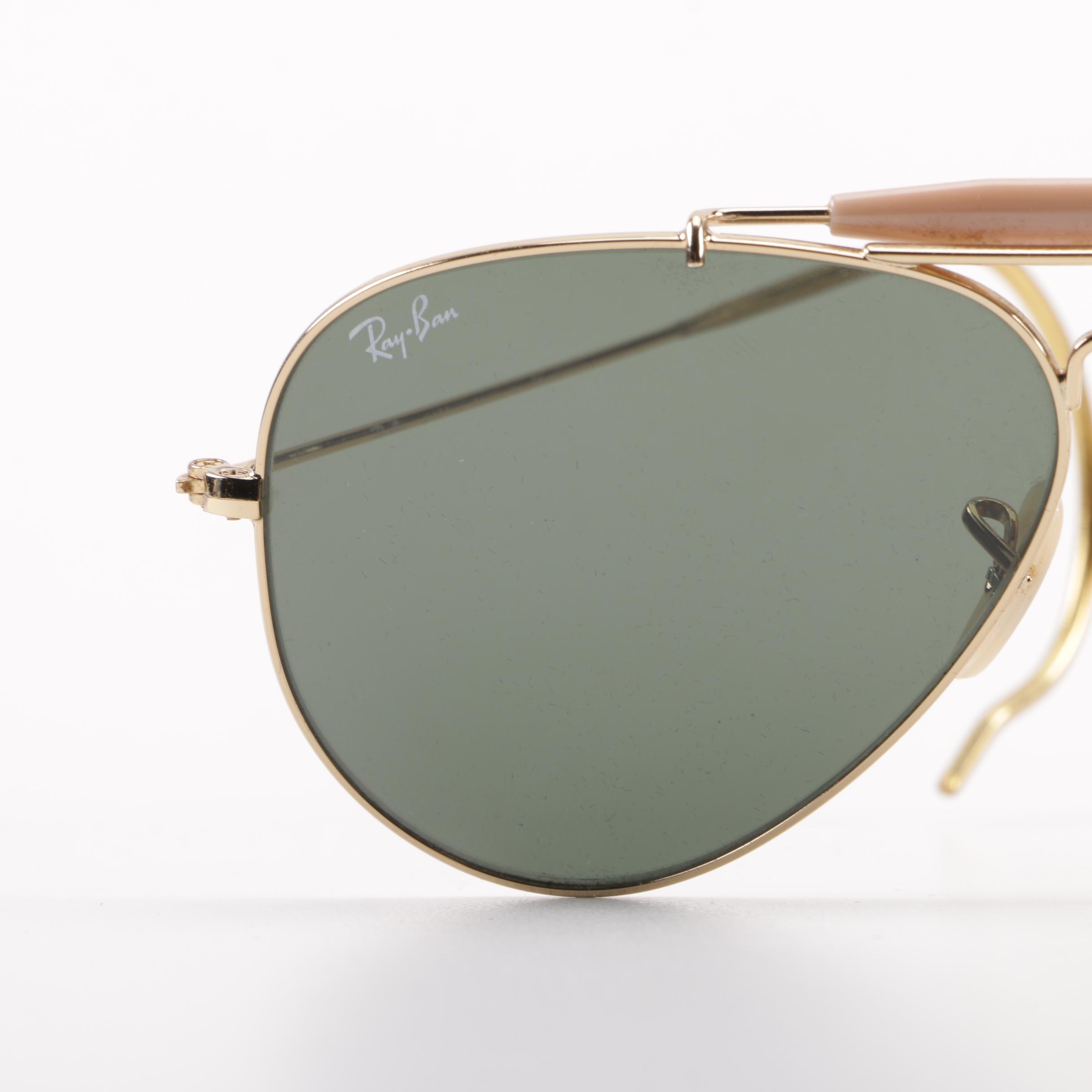 Ray-Ban Outdoorsman Aviator Sunglasses and Brown Case