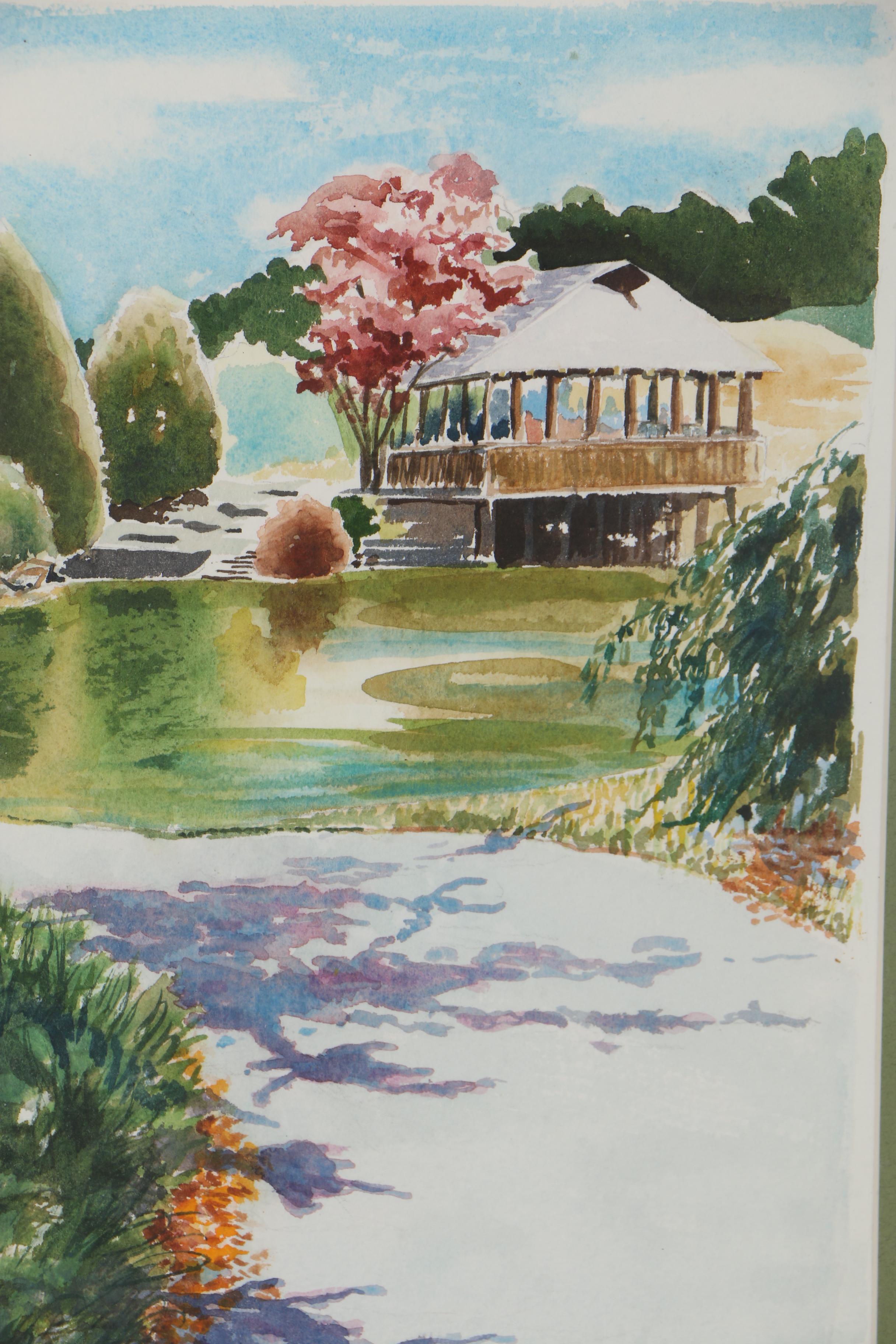 Lynne Haussler Oakes Watercolor Painting "The Tea House"