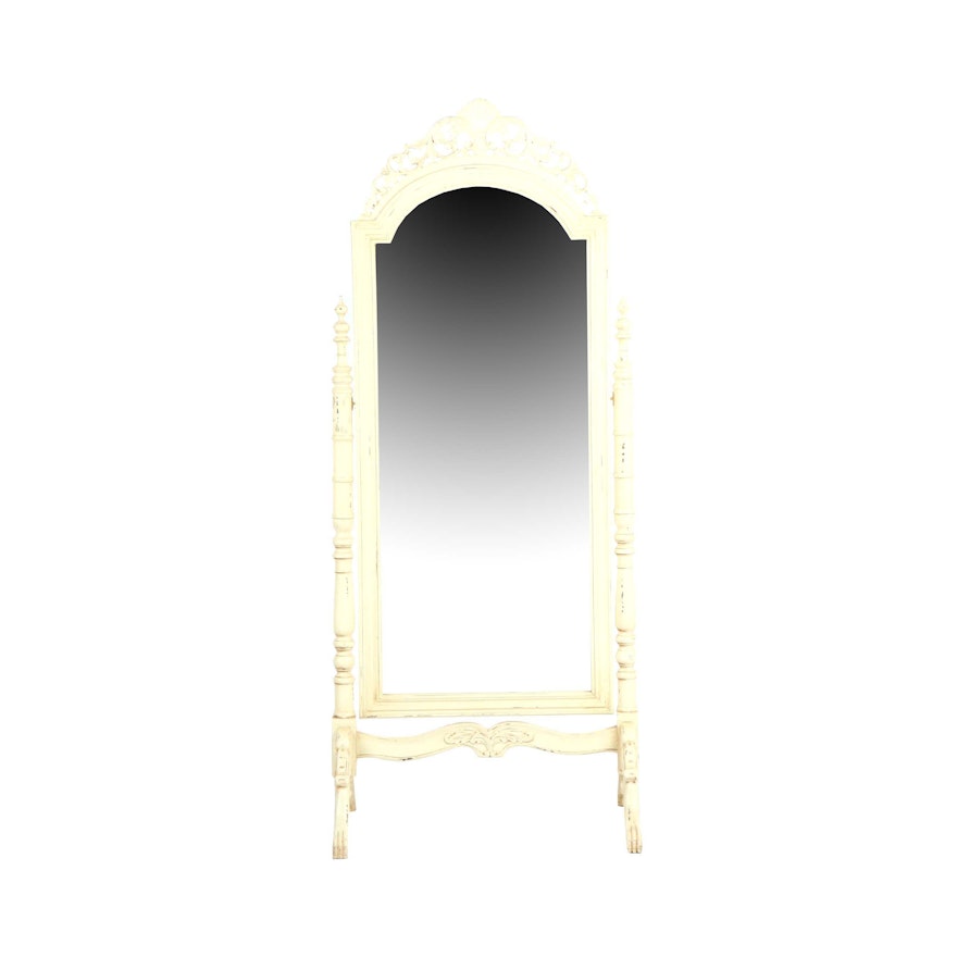French Provincial Style Rocaille Cheval Standing Mirror
