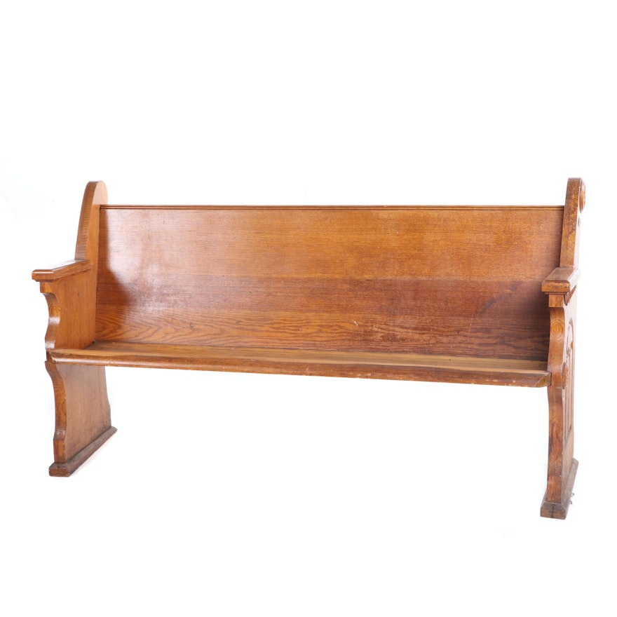 Oak Church Pew, Early 20th Century