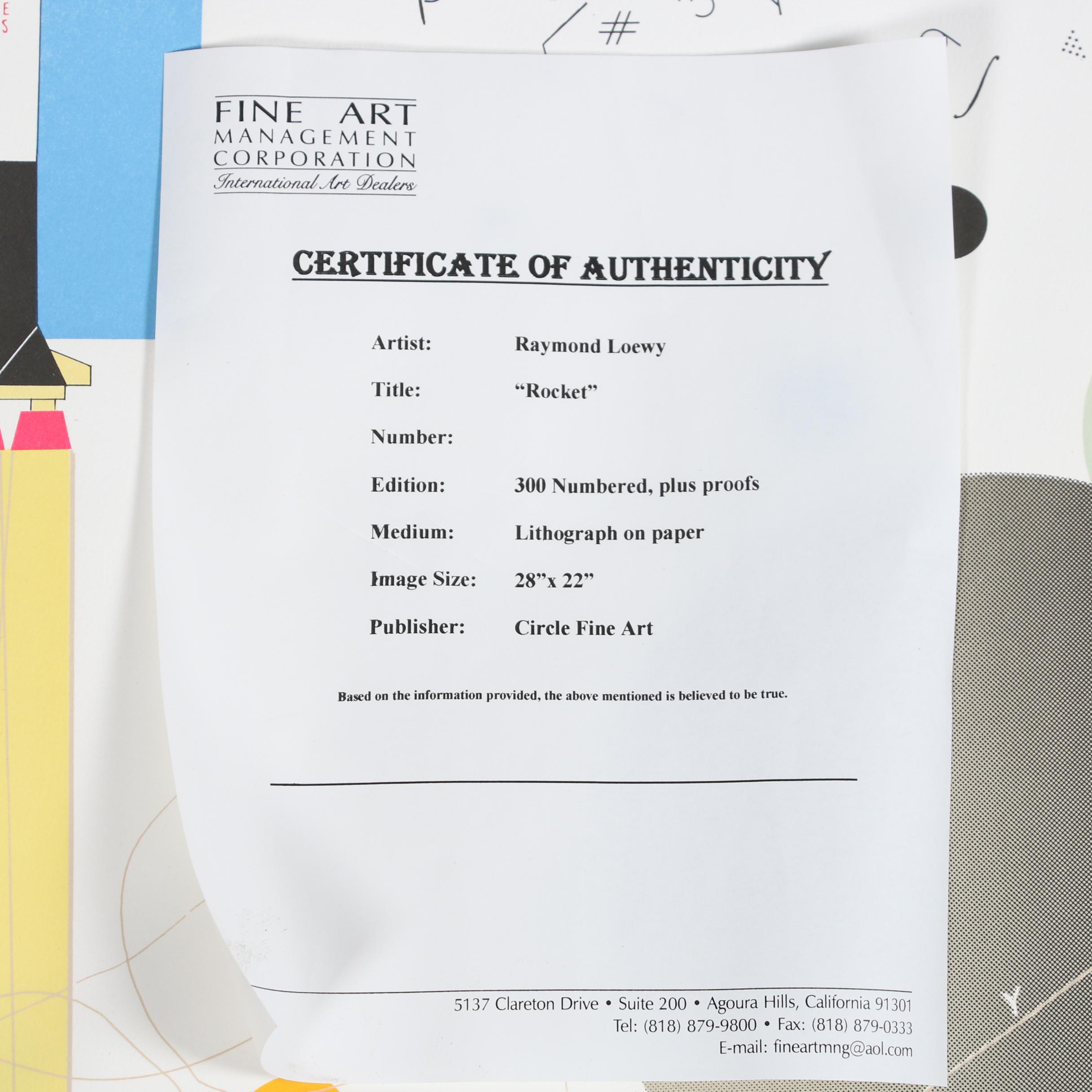 Raymond Loewy Lithograph "Rocket"