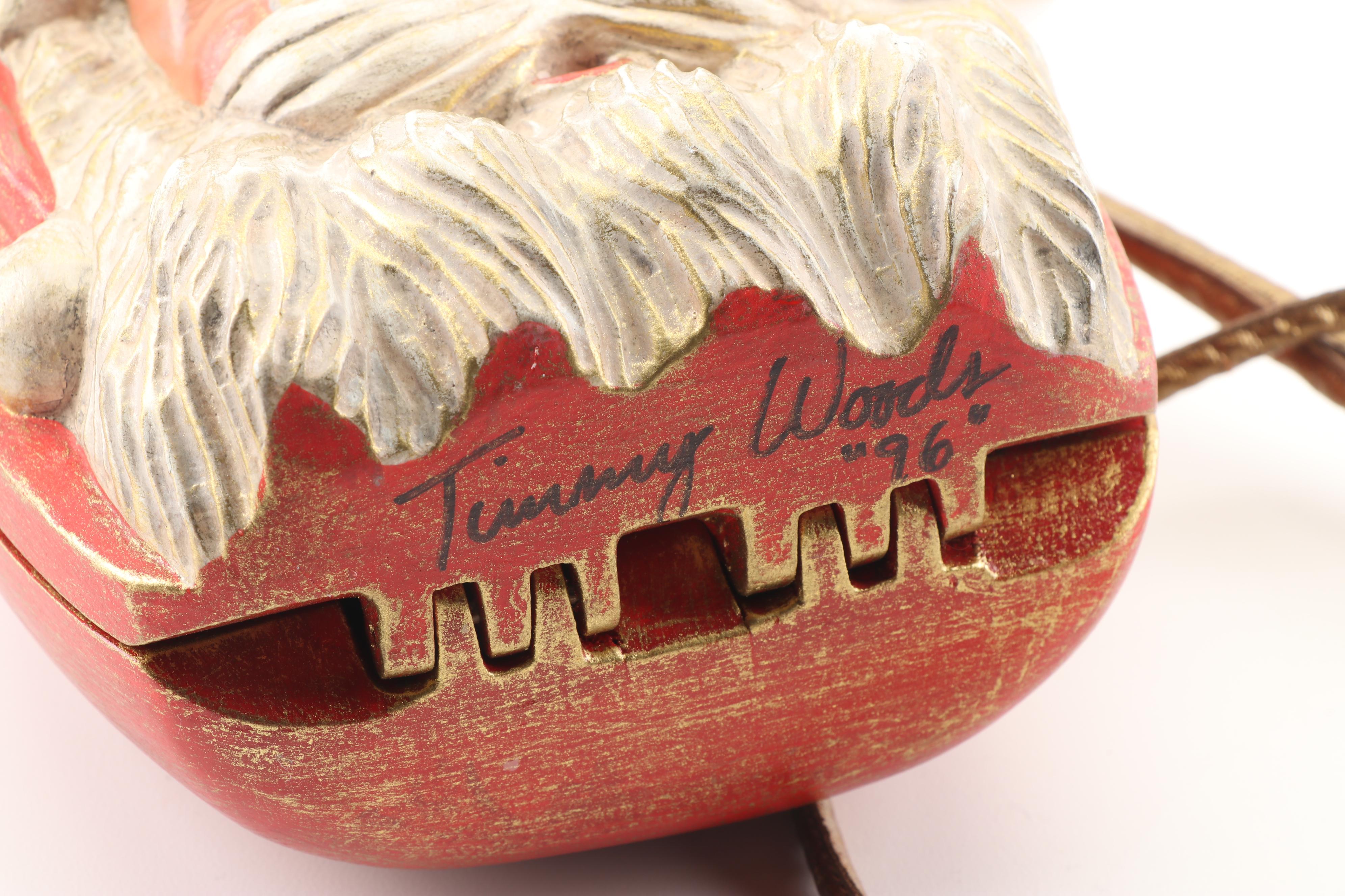 1996 Vintage Timmy Woods Beverly Hills Collection Santa Claus Wooden Box Purse