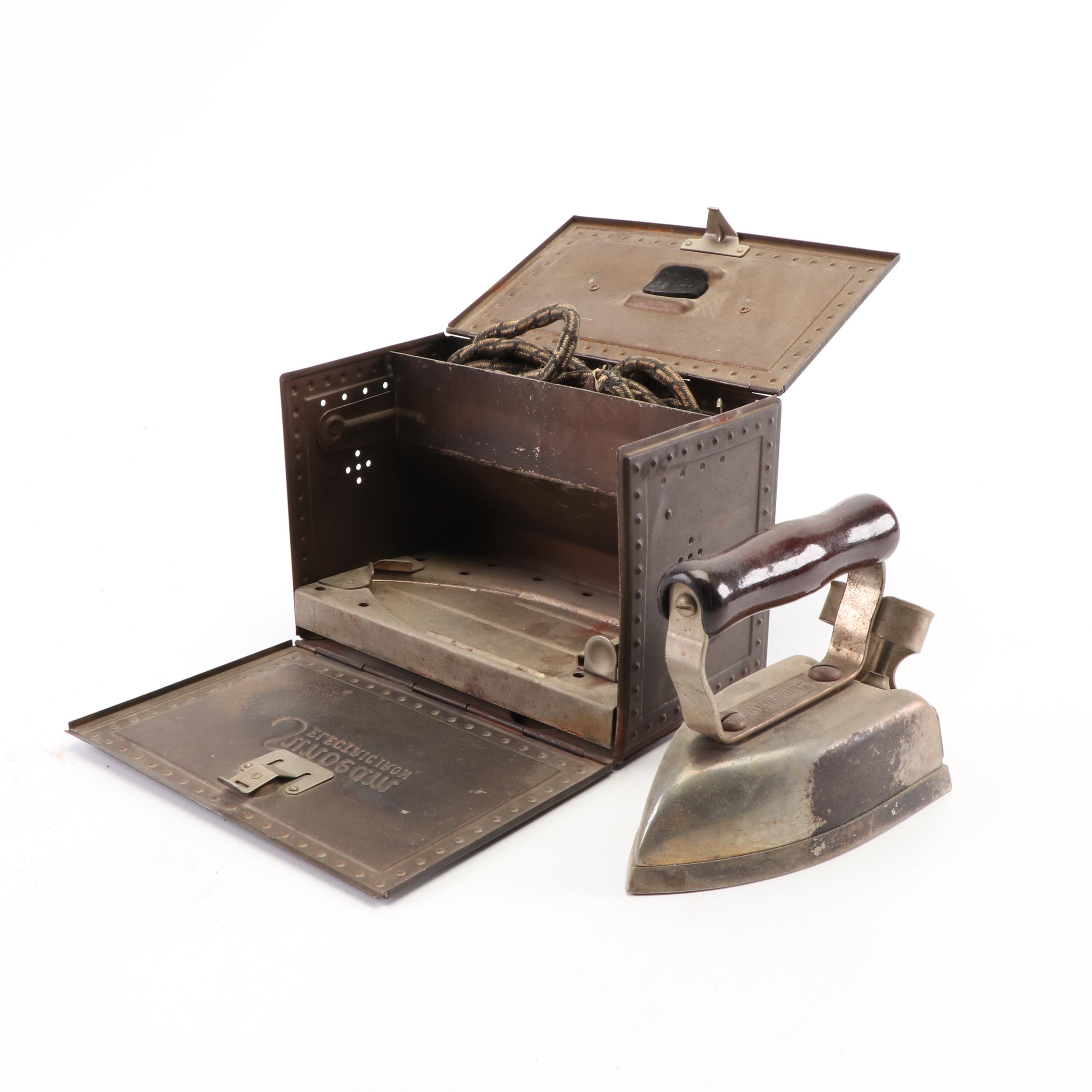 Mrs. Potts Sad Iron and Electric Irons with Stands, 1920-40s