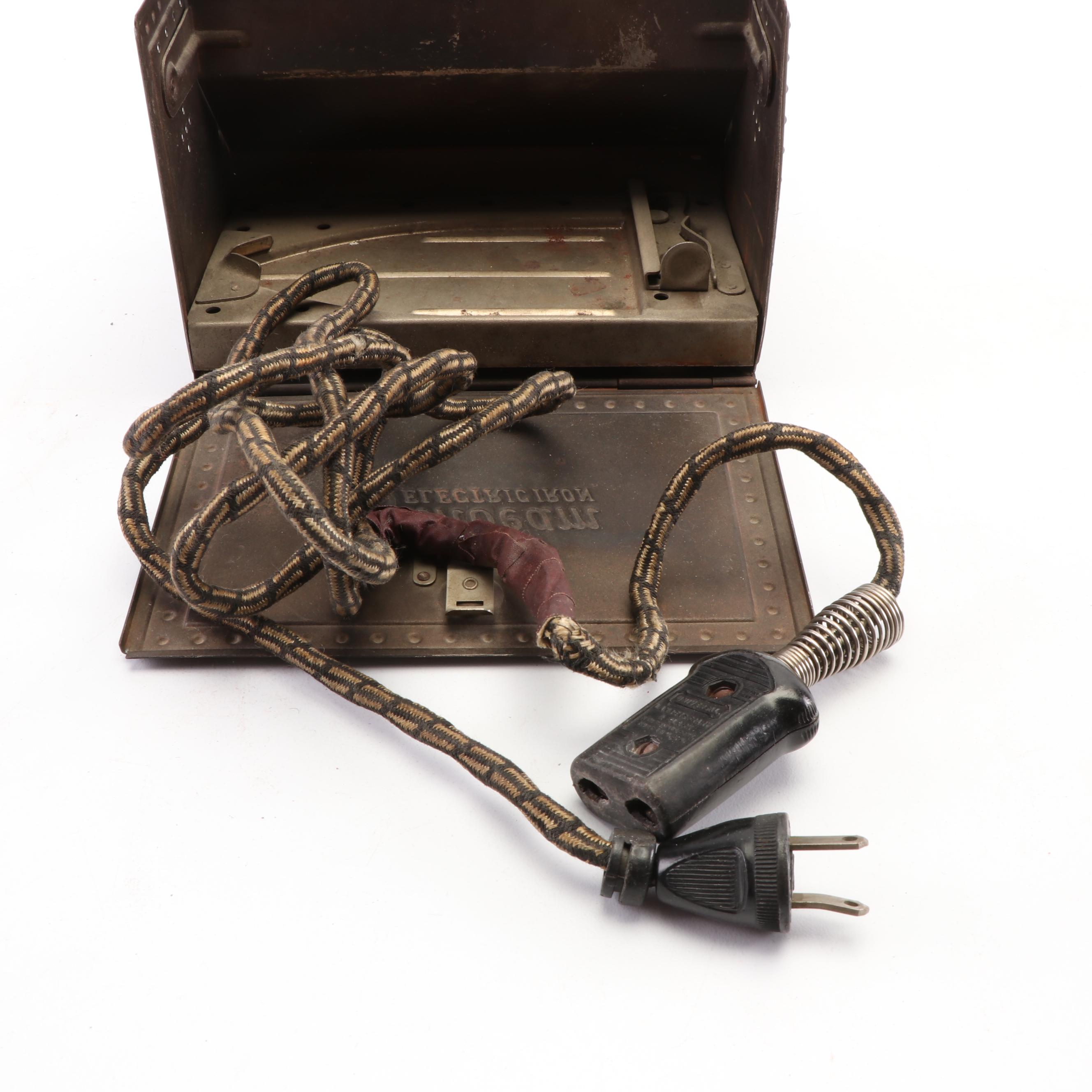 Mrs. Potts Sad Iron and Electric Irons with Stands, 1920-40s