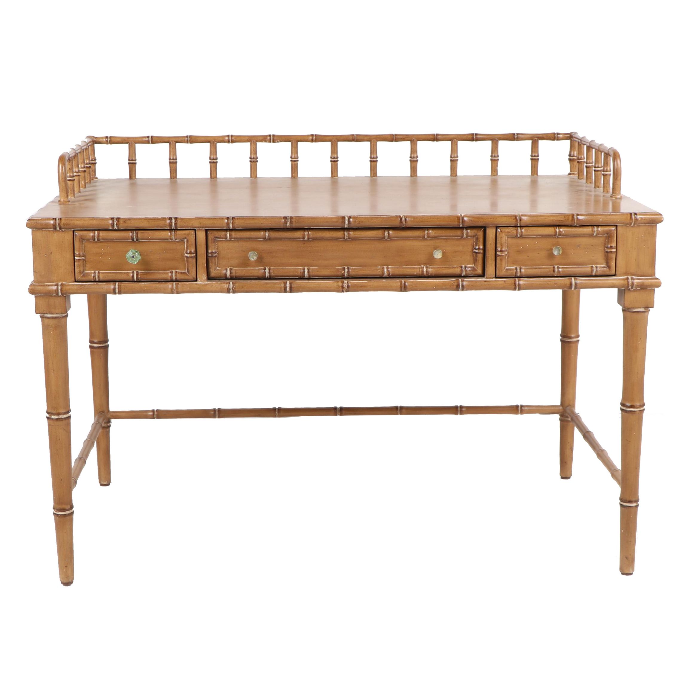 British Colonial Style Painted Wooden Writing Desk, 20th Century