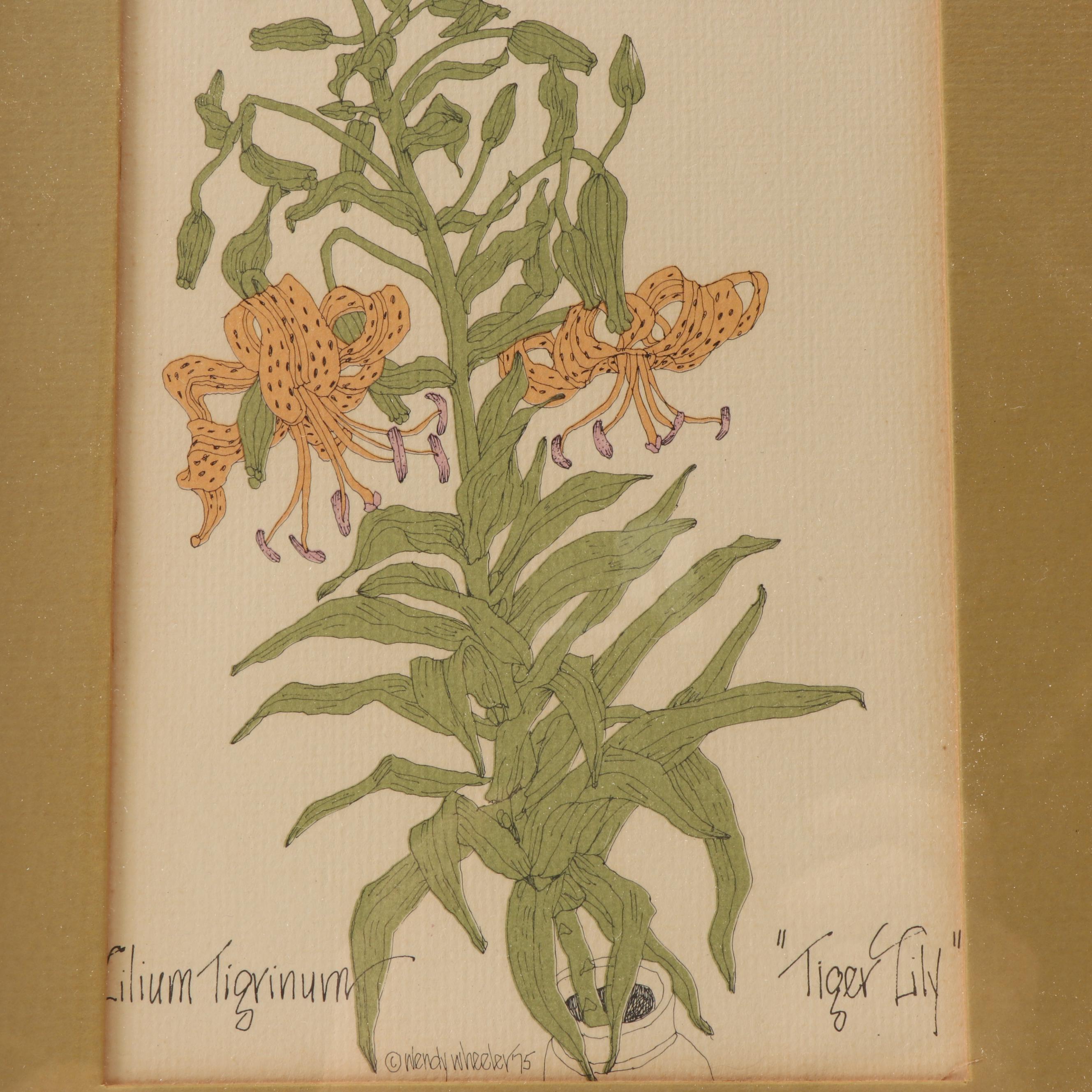 Offset Lithographs after Wendy Wheeler "Azalea" and "Tiger Lily"