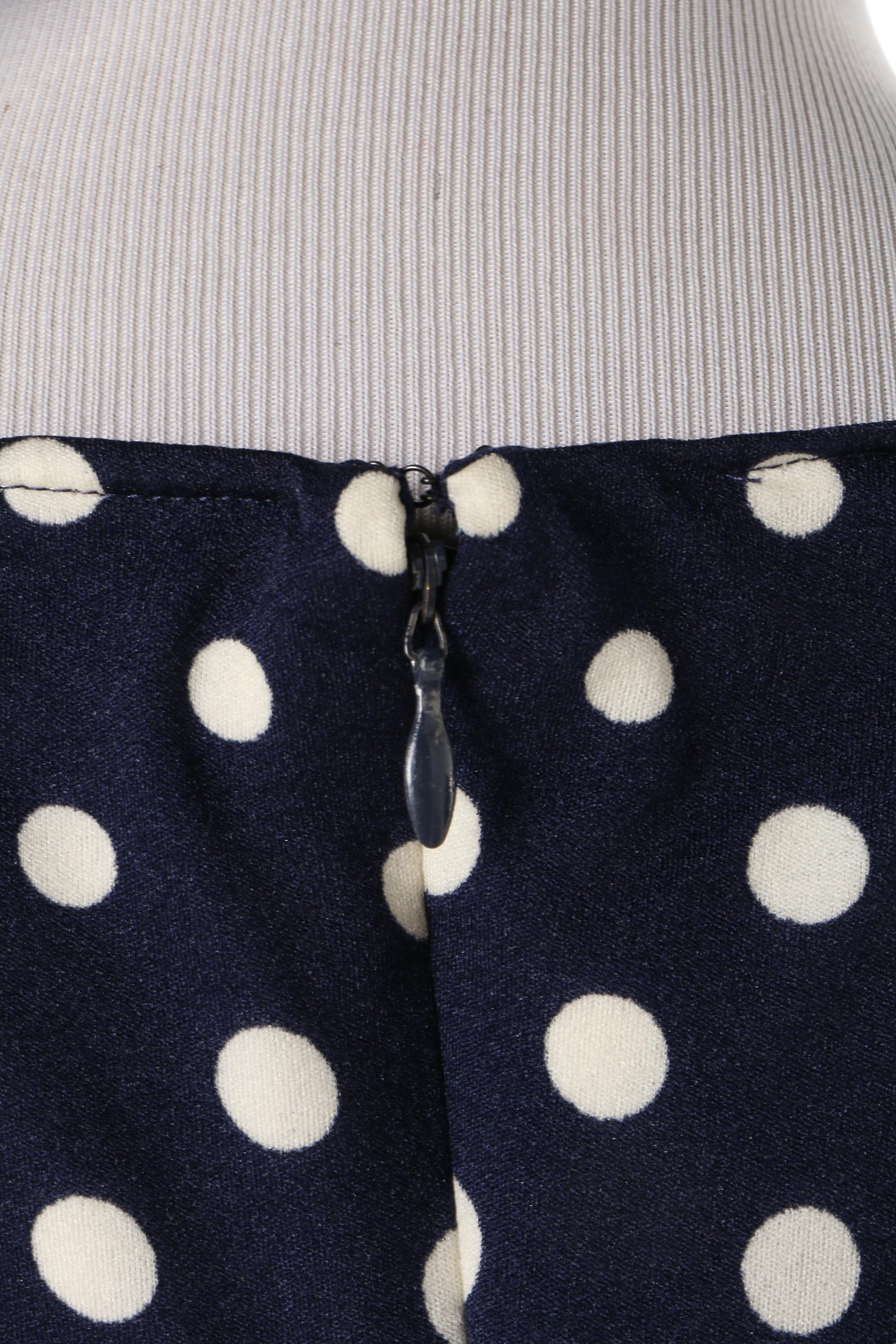 1960s Vintage Adele Simpson Floral Polka Dot Jersey Sheath Dress