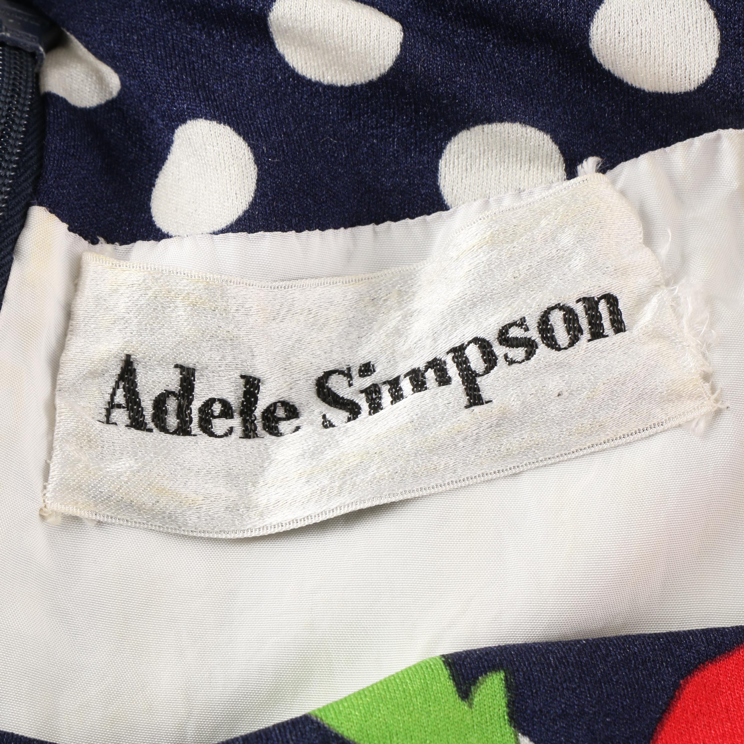 1960s Vintage Adele Simpson Floral Polka Dot Jersey Sheath Dress