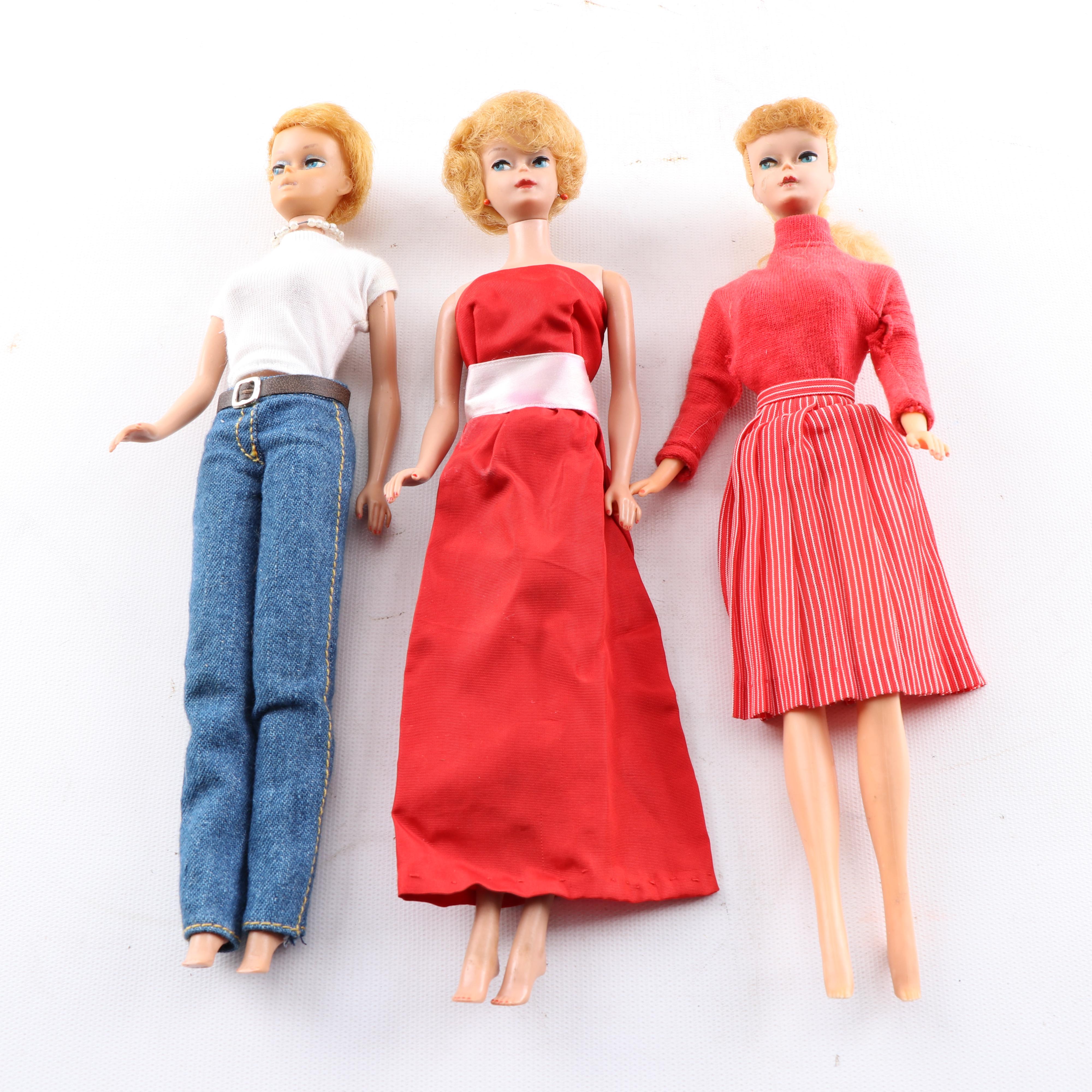 Mattel "Barbie" Dolls and Figurines with Carrying Case, 1960-90s