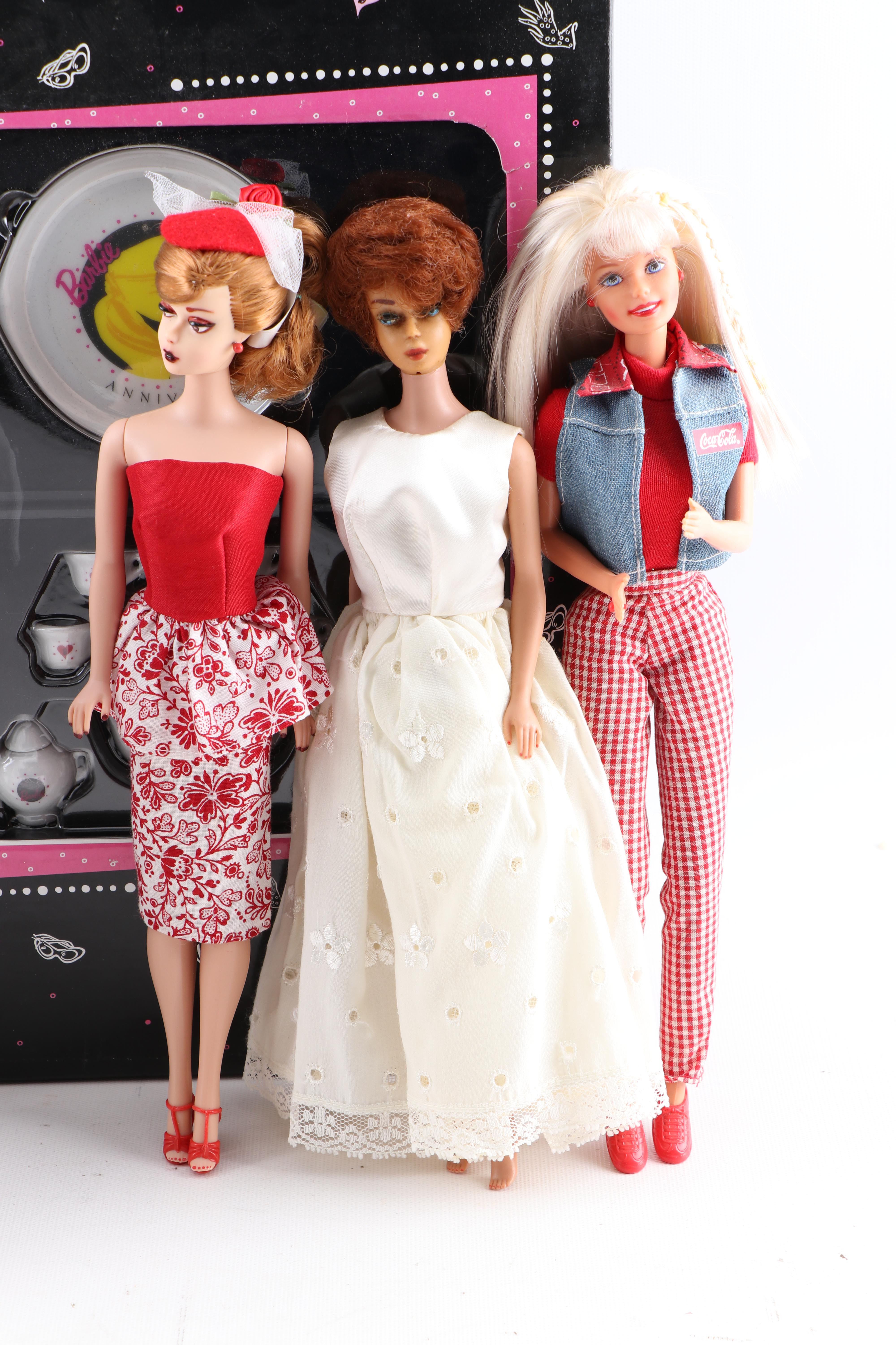 Mattel "Barbie" Dolls and Figurines with Carrying Case, 1960-90s