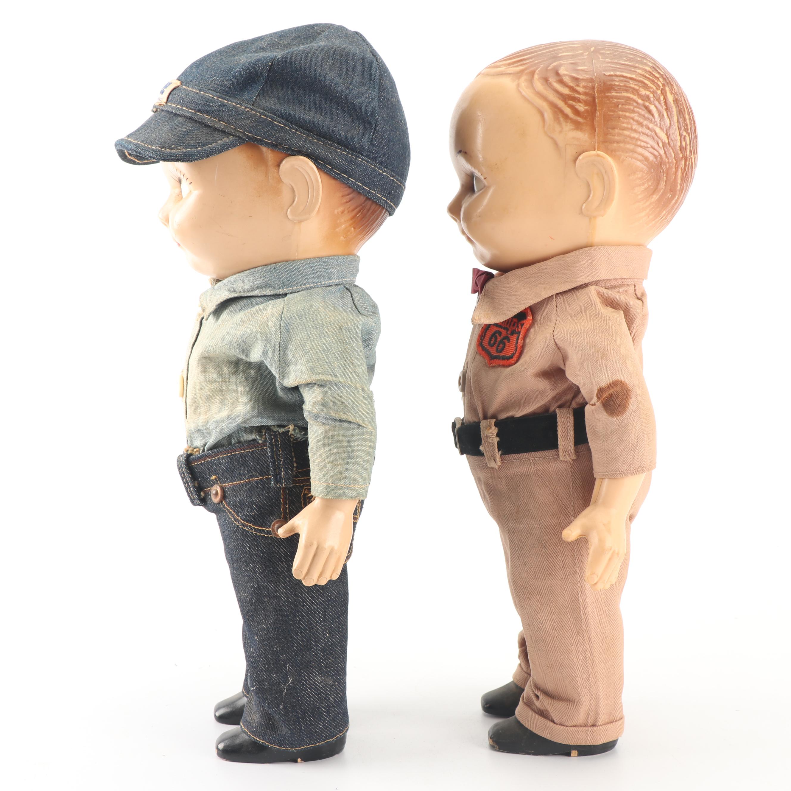 Levi and Phillips 66 "Buddy Lee" Plastic Dolls, Mid-Century