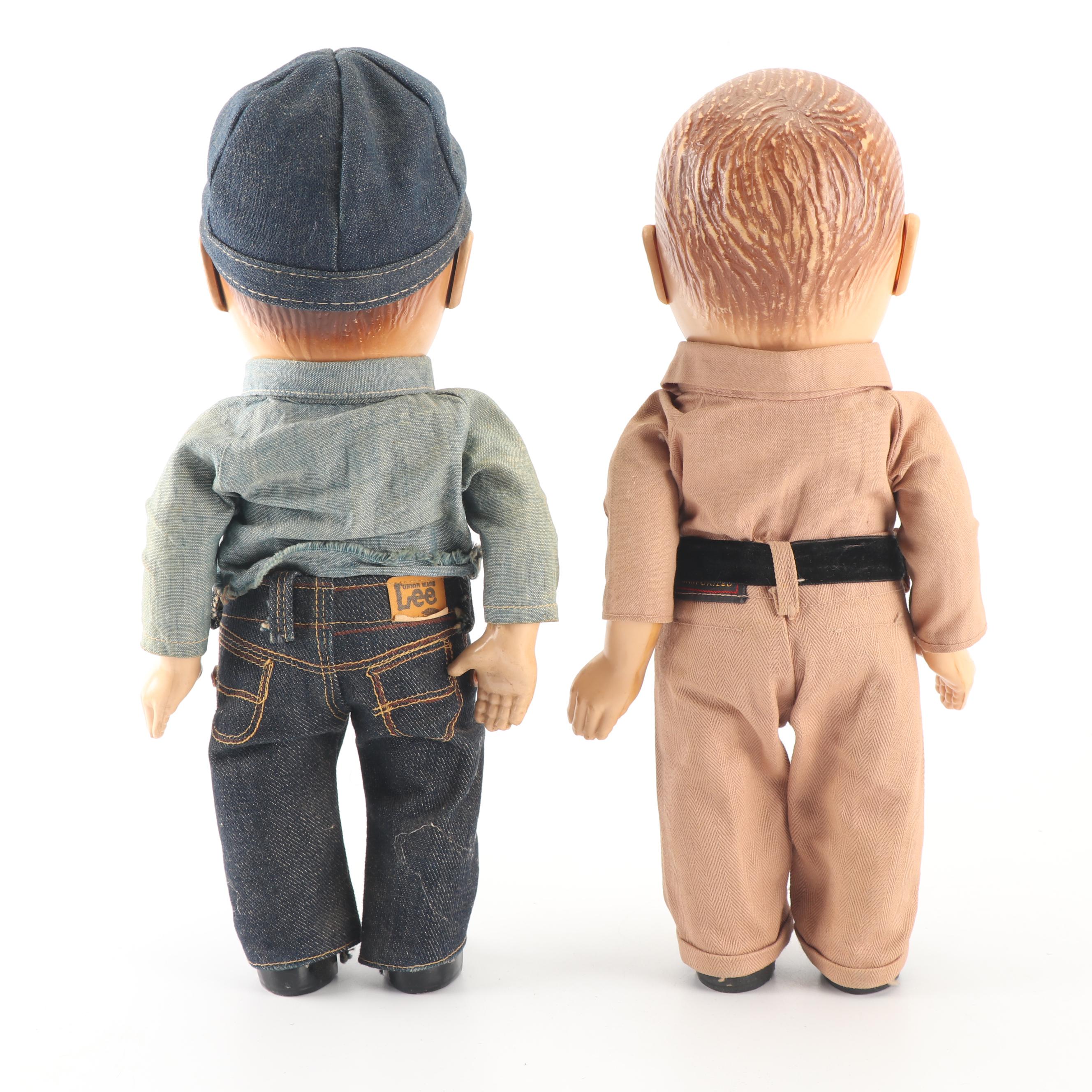 Levi and Phillips 66 "Buddy Lee" Plastic Dolls, Mid-Century
