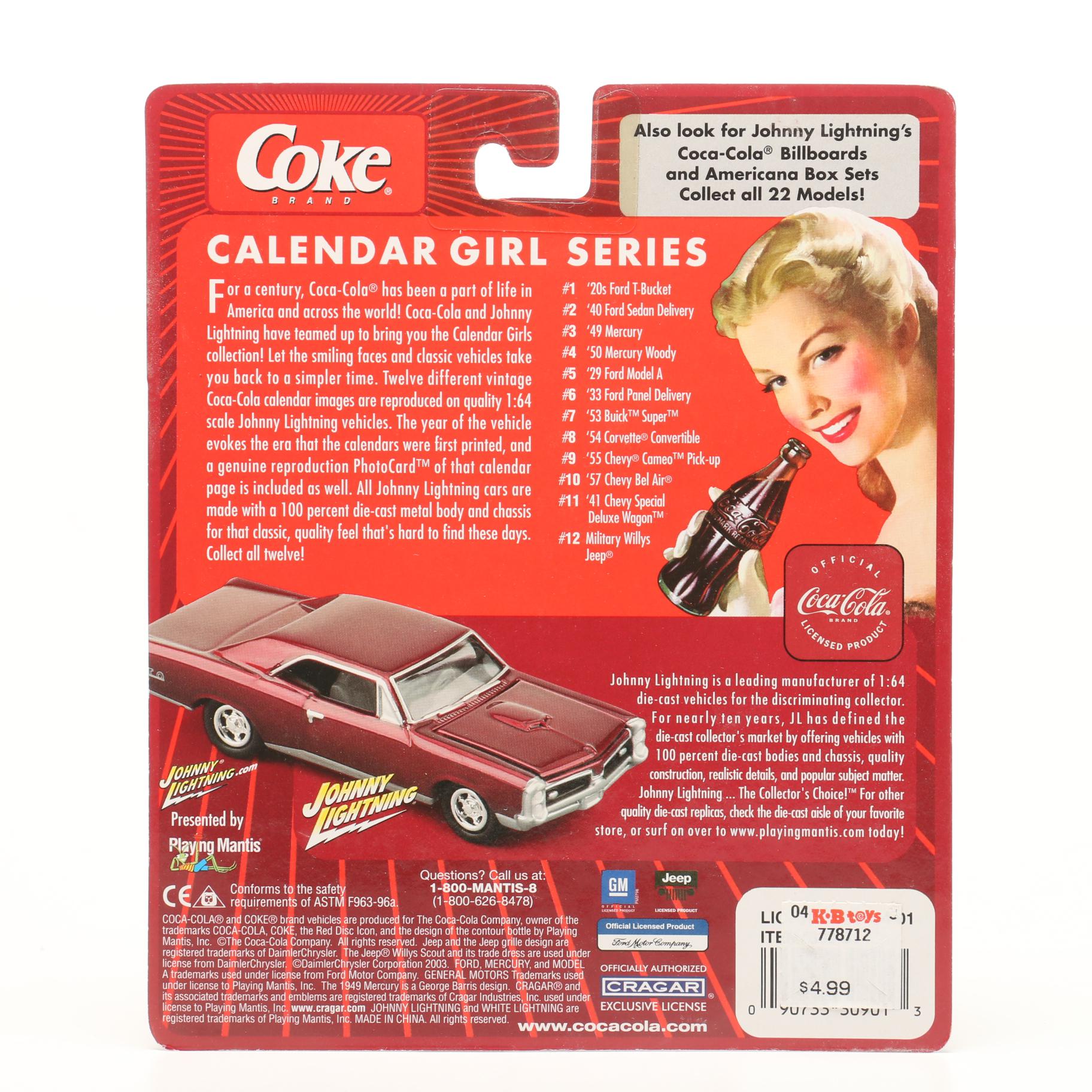 Coca-Cola "Calendar Girl Series" Die-Cast Collector Cars