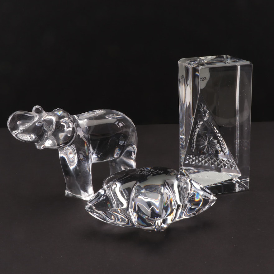 Waterford Crystal "Hope for Abundance" Paperweight with Baccarat Elephant & Star