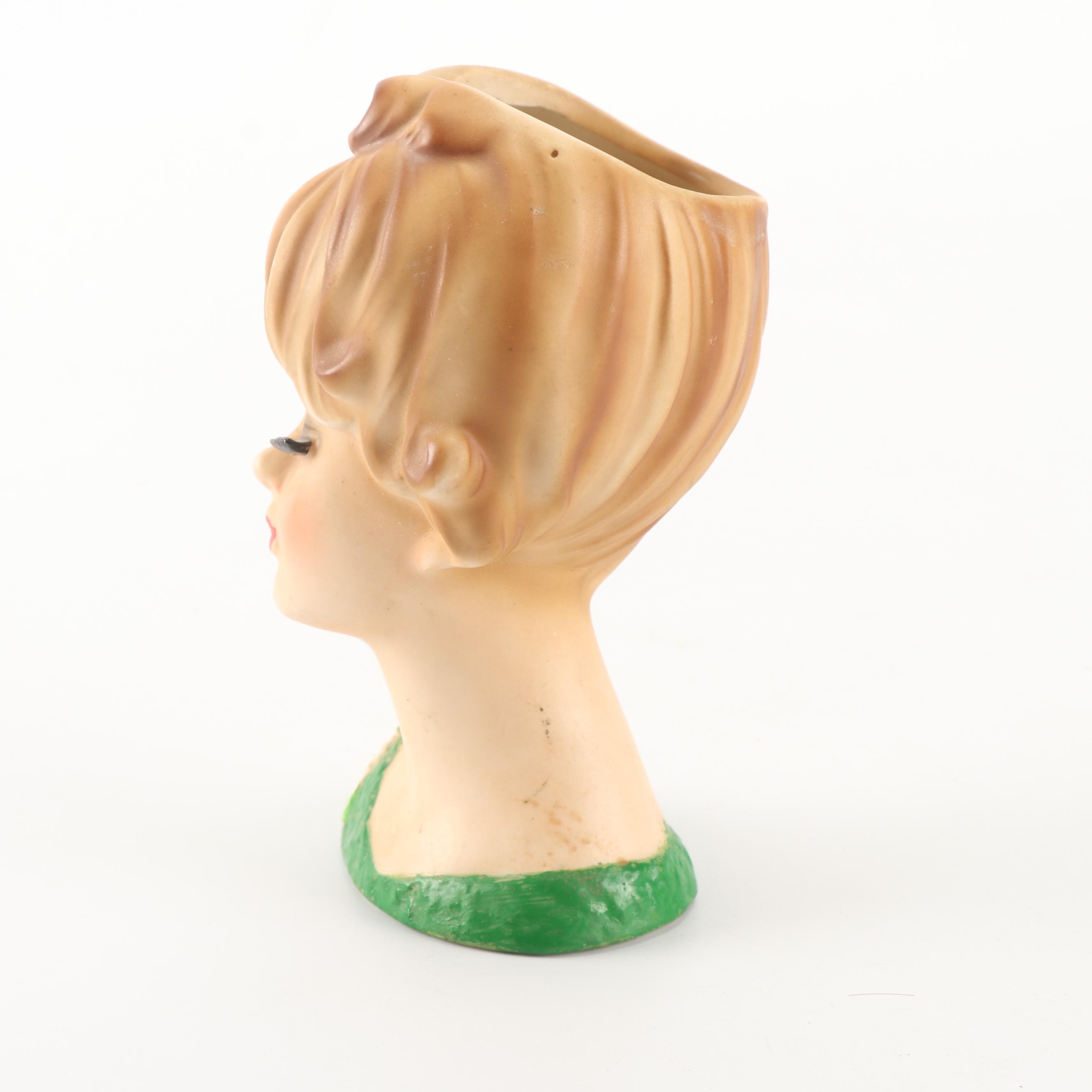 1960's Inarco Porcelain Lady Head Vase