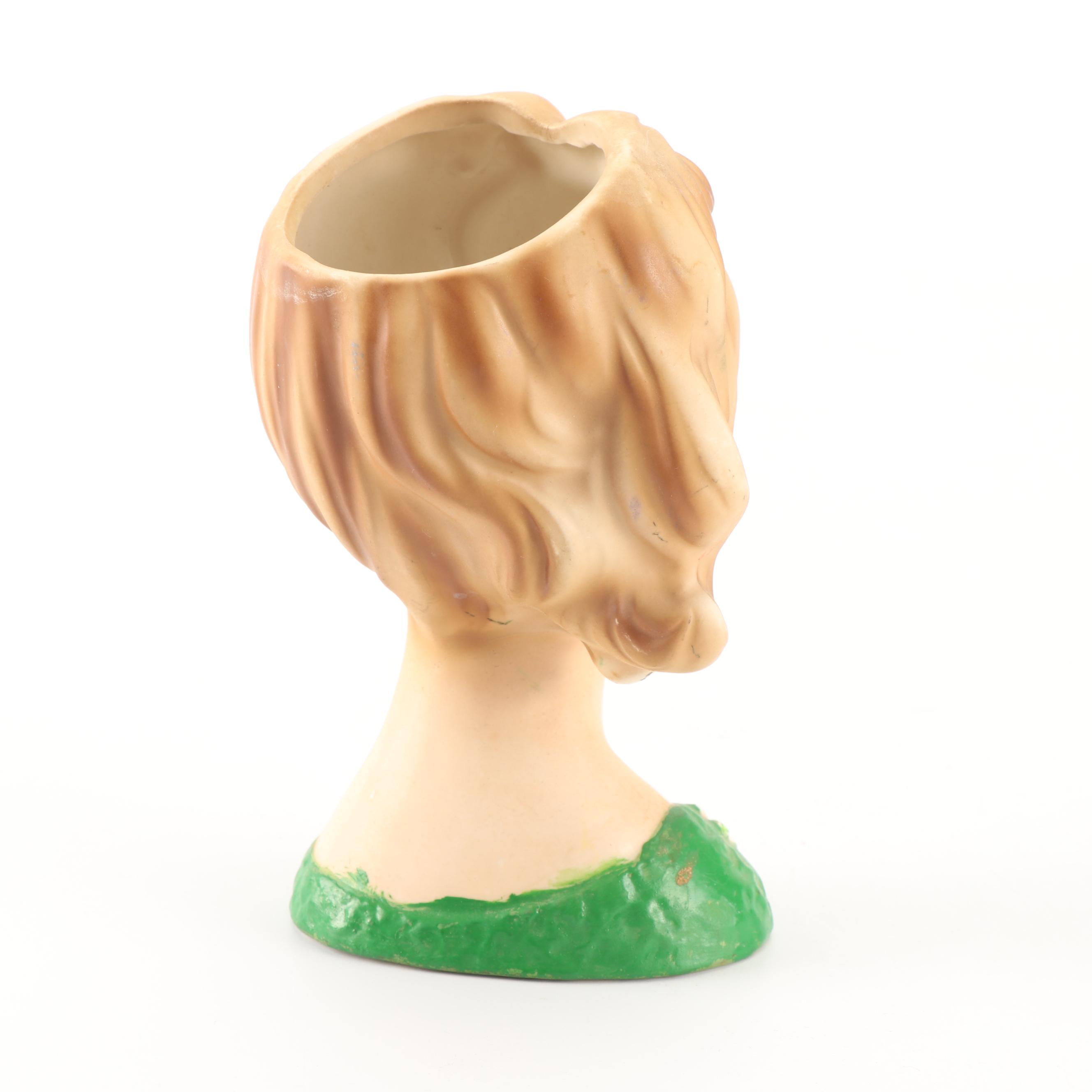 1960's Inarco Porcelain Lady Head Vase